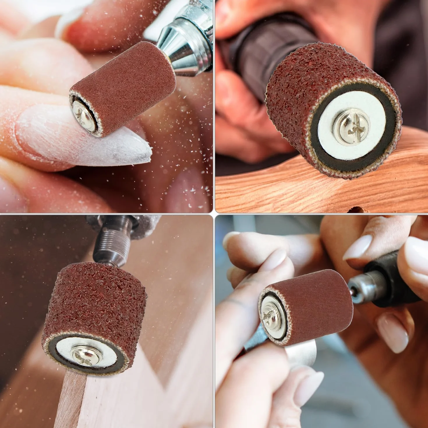 QWORK Ensemble de 531 Pièces de Tambours de Ponçage pour Outils Rotatifs, Multi-Grains 60-800