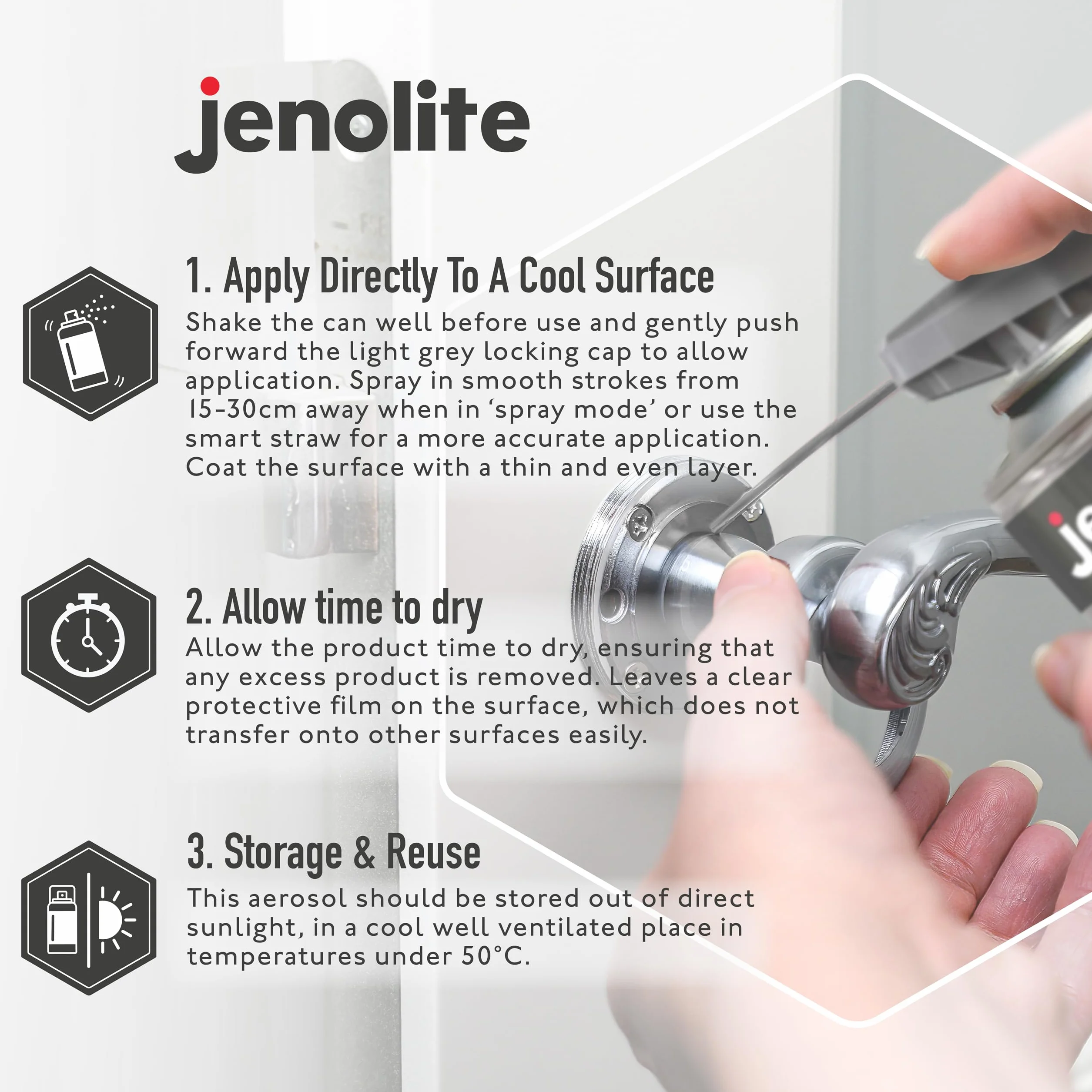 JENOLITE Spray silicone liquide en aérosol 400 ml pour bois, métal, plastique et caoutchouc