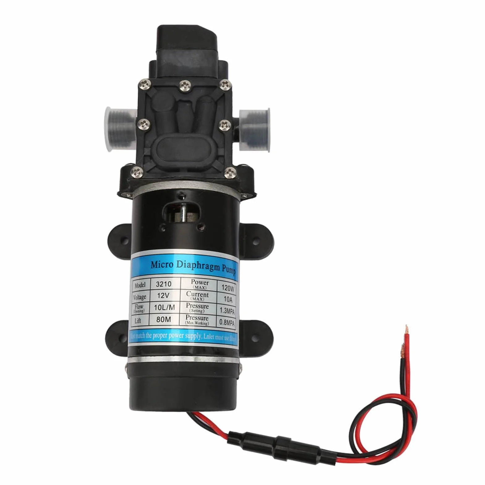 Pompe à Eau Électrique Pompe à Diaphragme Amorçage Automatique 10L/M Protection Surintensités Laveuse Haute Pression 12V