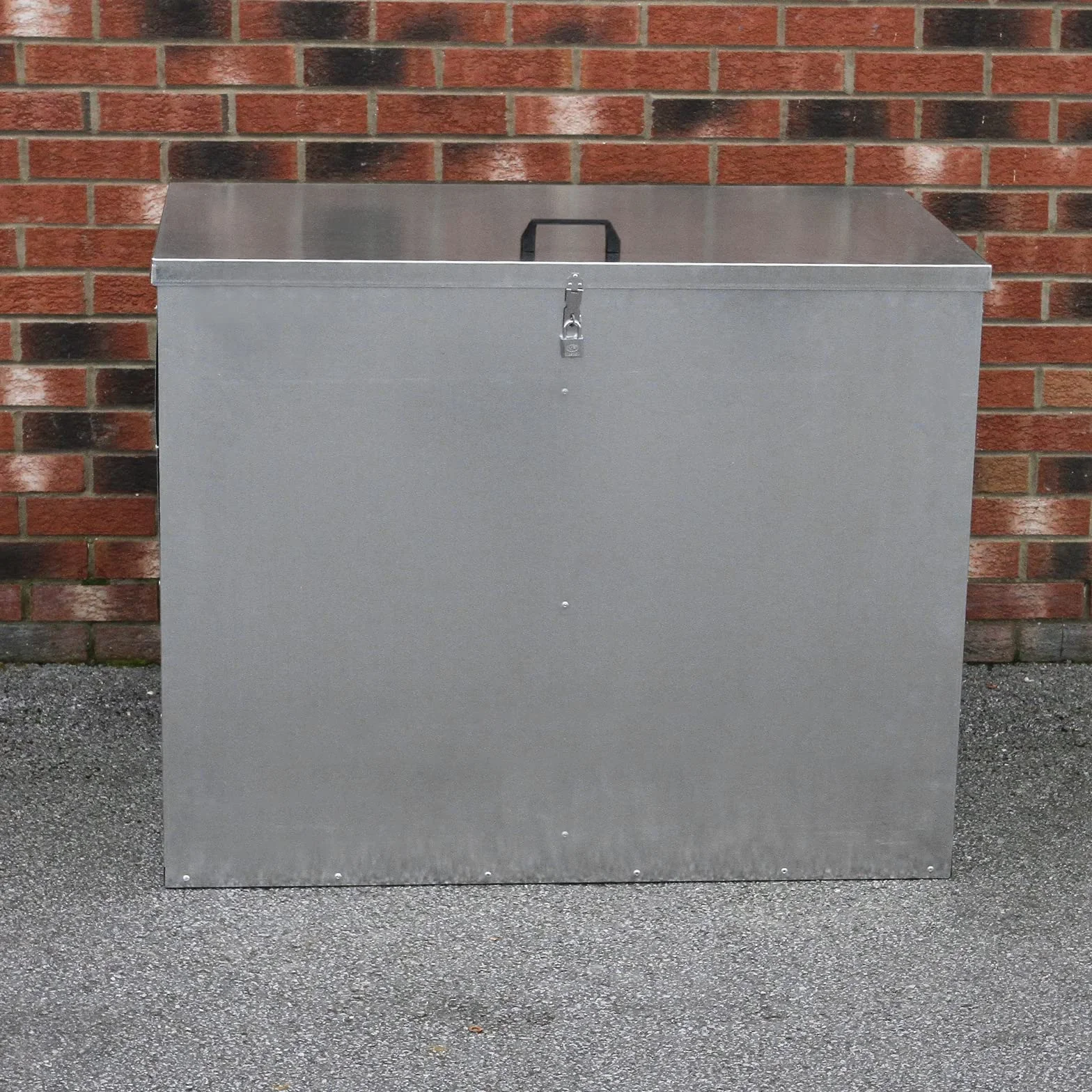Grand Bac de Rangement Boite 64 L en métal galvanisé étanche anti-rongeurs pour extérieur, ferme, jardin, écuries verrouillables pour animaux | 2 compartiments