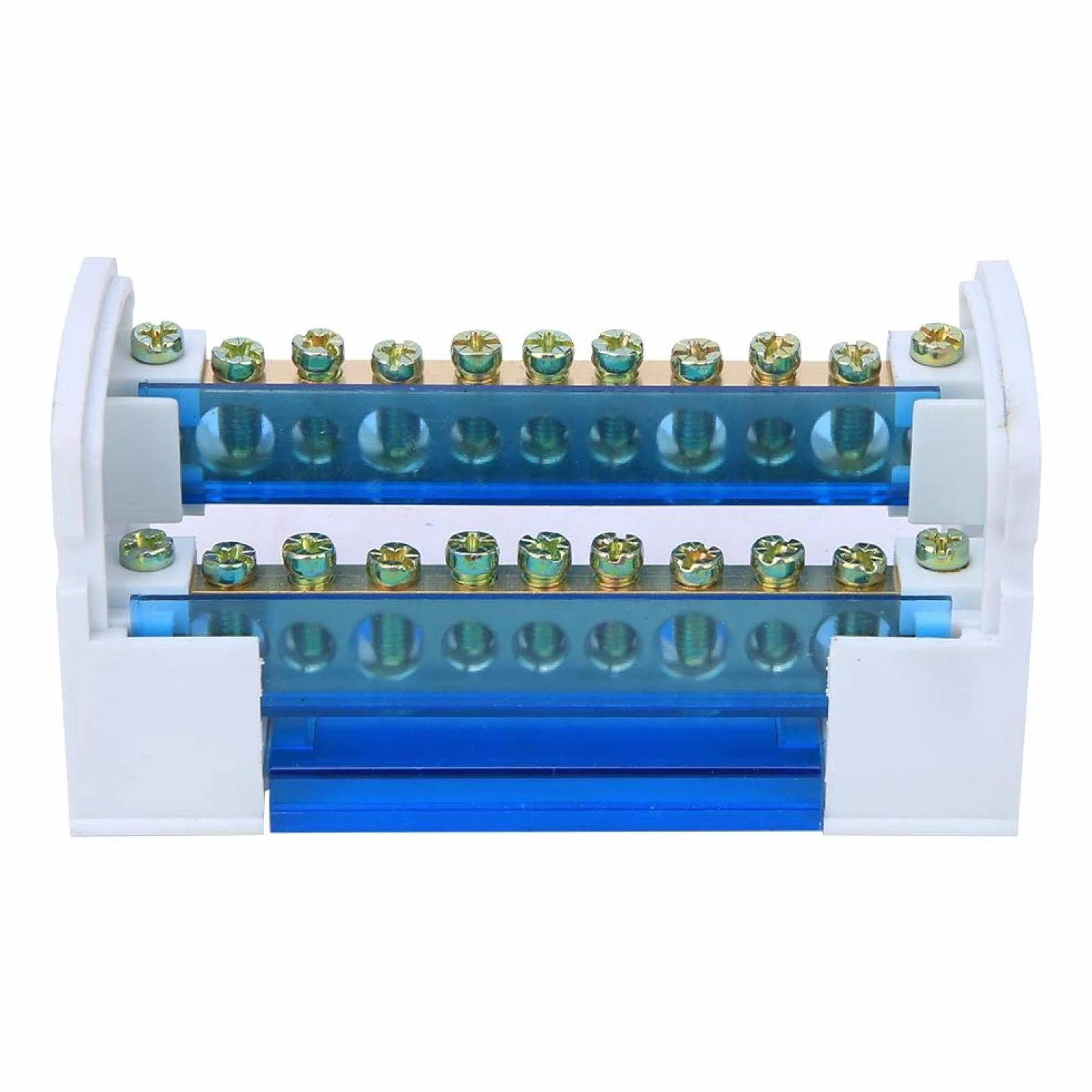Boîte de Distribution de Bornes 125A 500V 2x11 Positions Rail DIN Monophasé 2 Niveaux avec Cache Anti-poussière