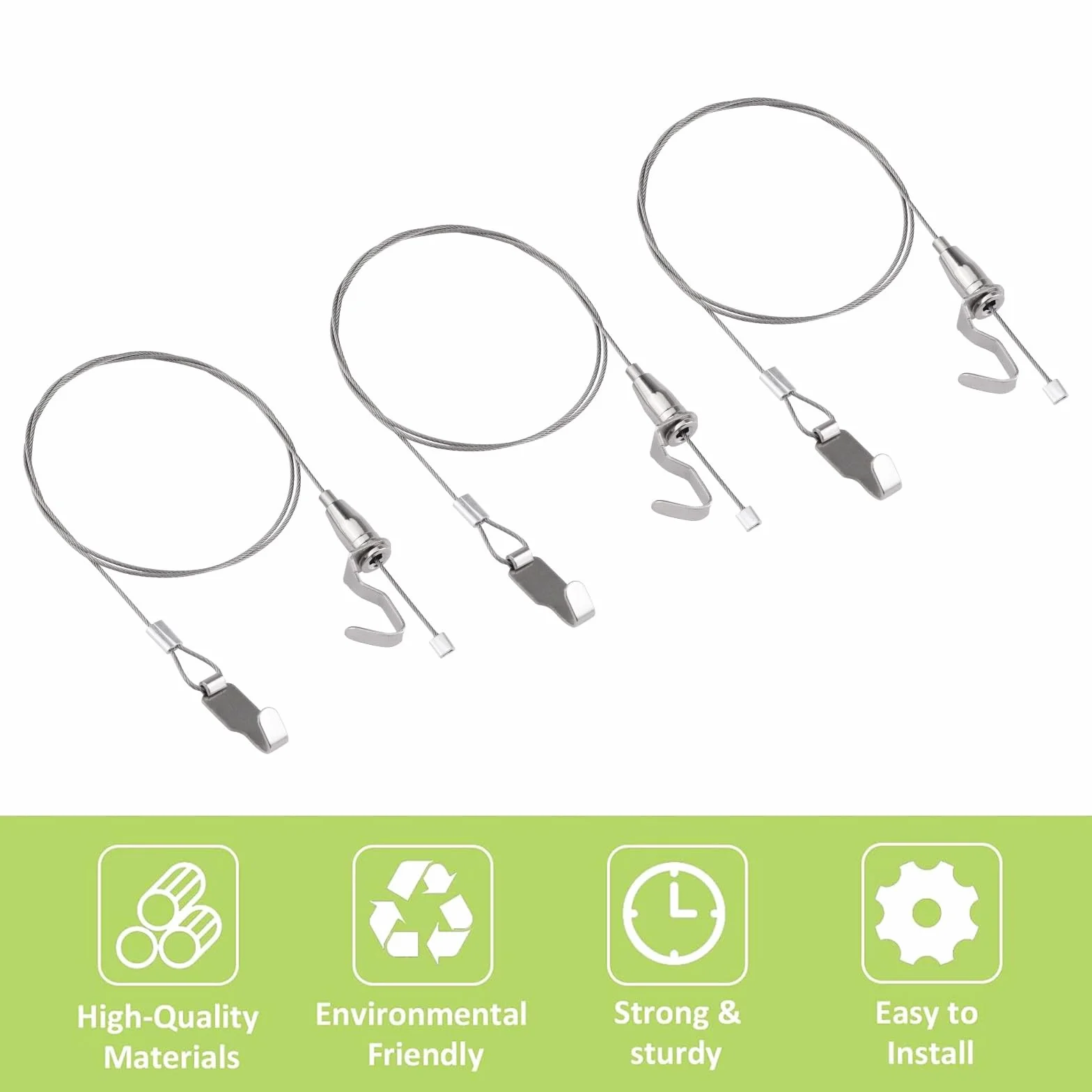 Kit de suspension de photos 16 pièces acier inoxydable crochets réglables corde métallique professionnelle