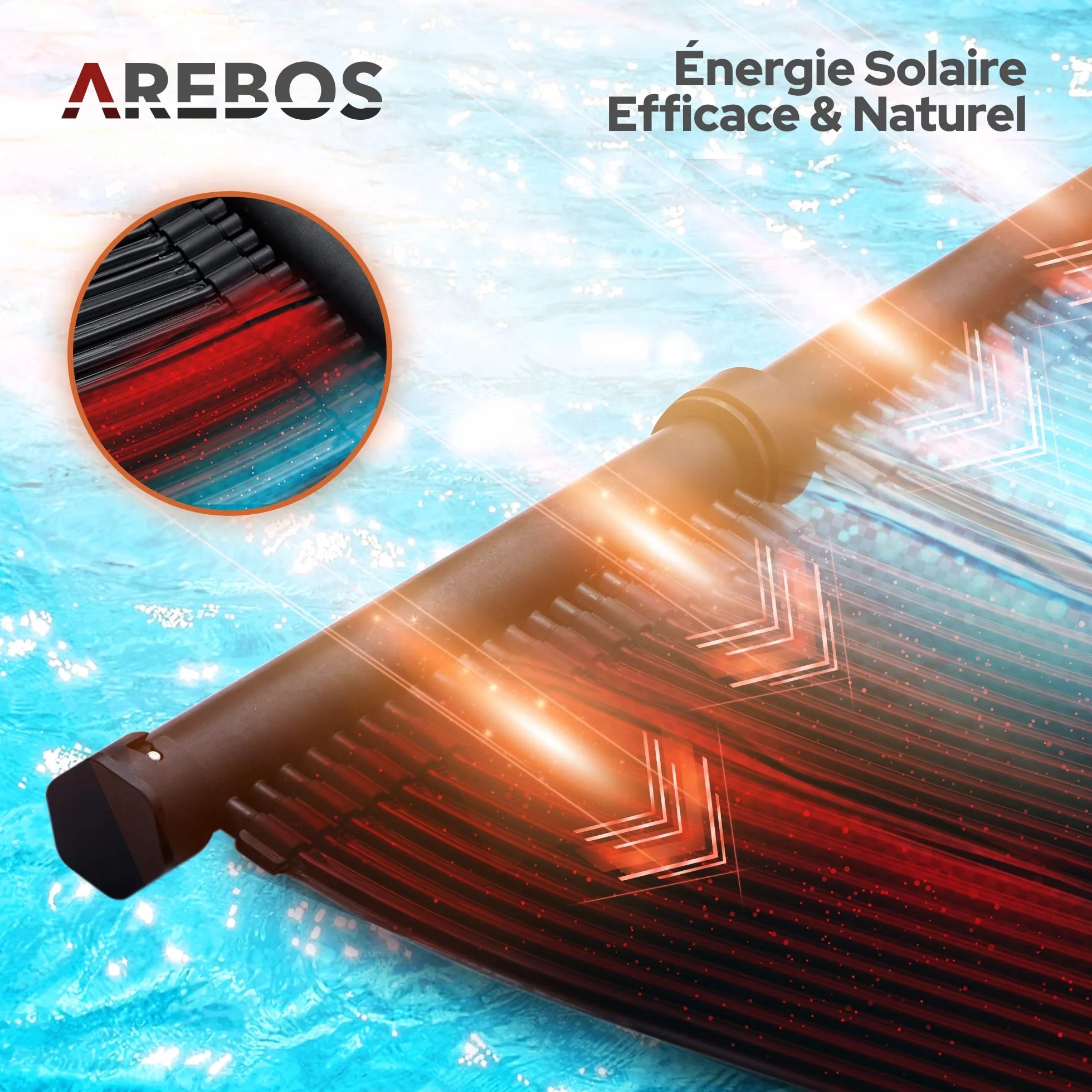 AREBOS Chauffage Solaire Collecteur Piscine Kit 300x66 cm Noir UV Résistant Extensible