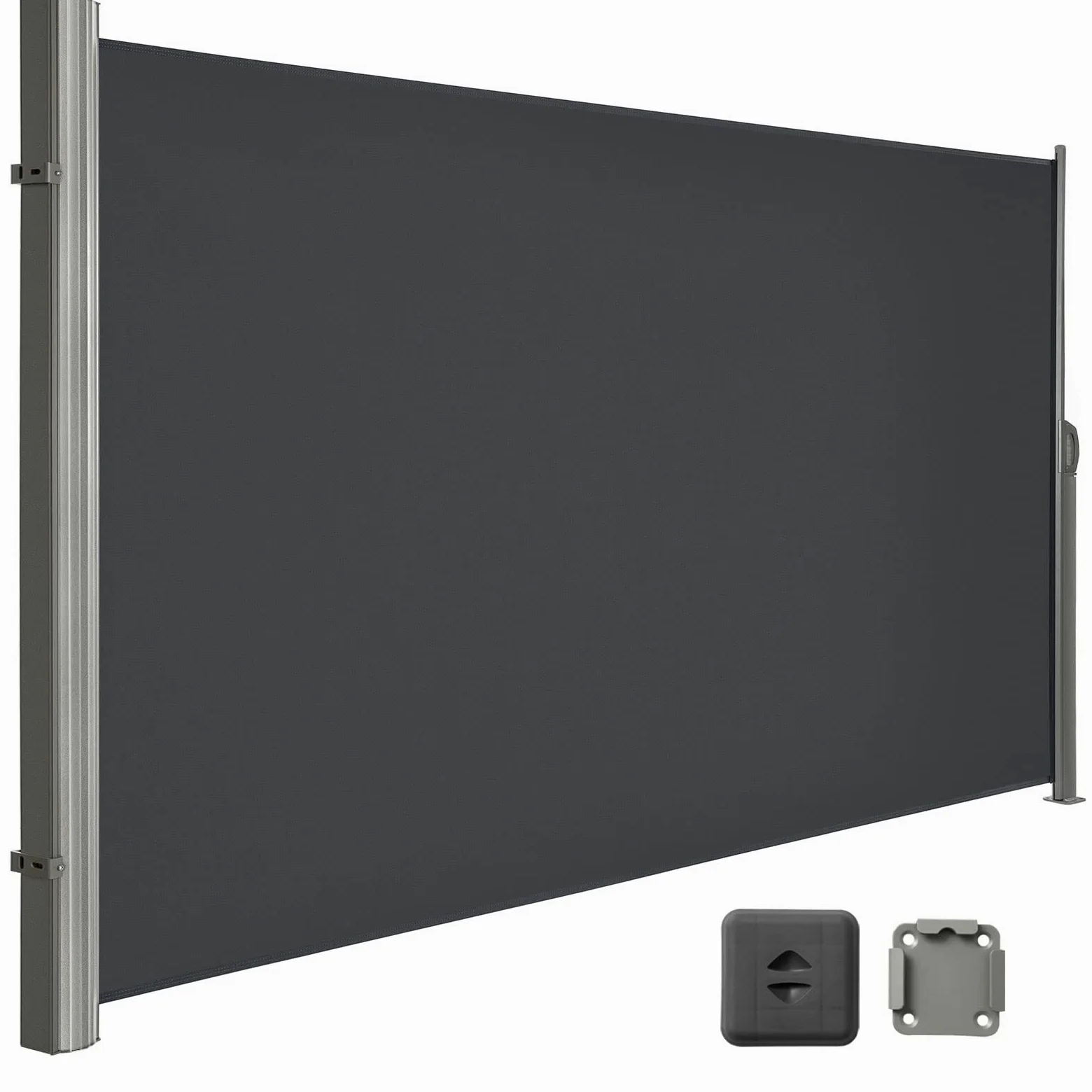 LARMNEE 160 x 450 cm (H x L) Store latéral, Brise-Vue Rétractable pour Jardin, Balcon, Terrasse, Auvent Latéral, Pare-Soleil, Gris foncé EGY1645BP02
