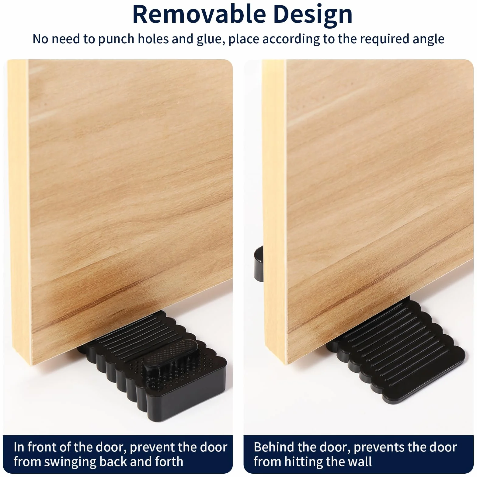 Bloque Porte Sol PVC Réglable en Hauteur 6 Pièces - Noir