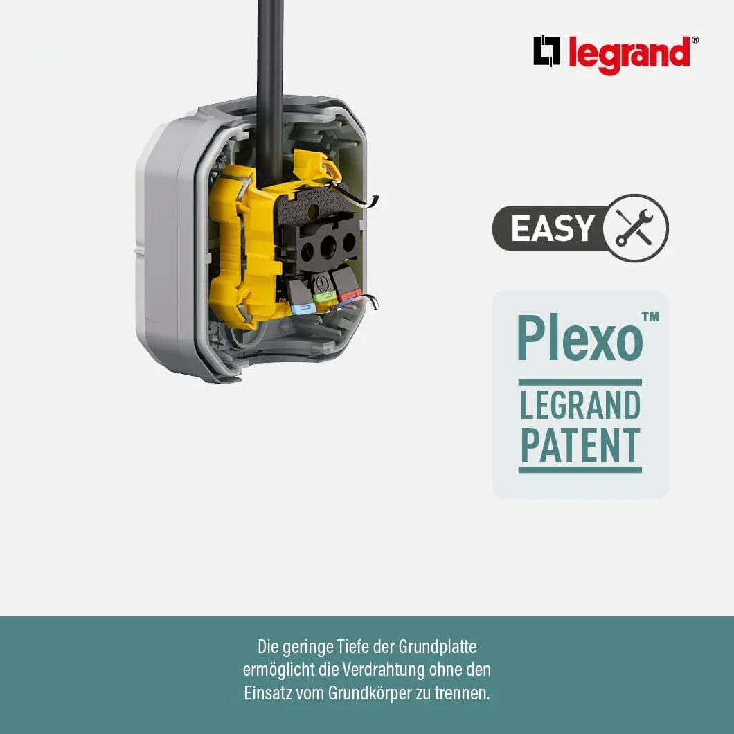 Legrand Plexo New 069889L Sortie de câble pour pièces humides avec bornier 3 bornes 2,5 mm² diamètre câble 5 mm