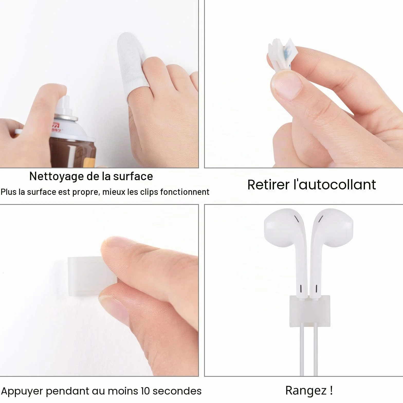 Sunity 100 Pièces Attache Cable Adhesif, Clips Accroche Cable pour Organisation LED, Blanc
