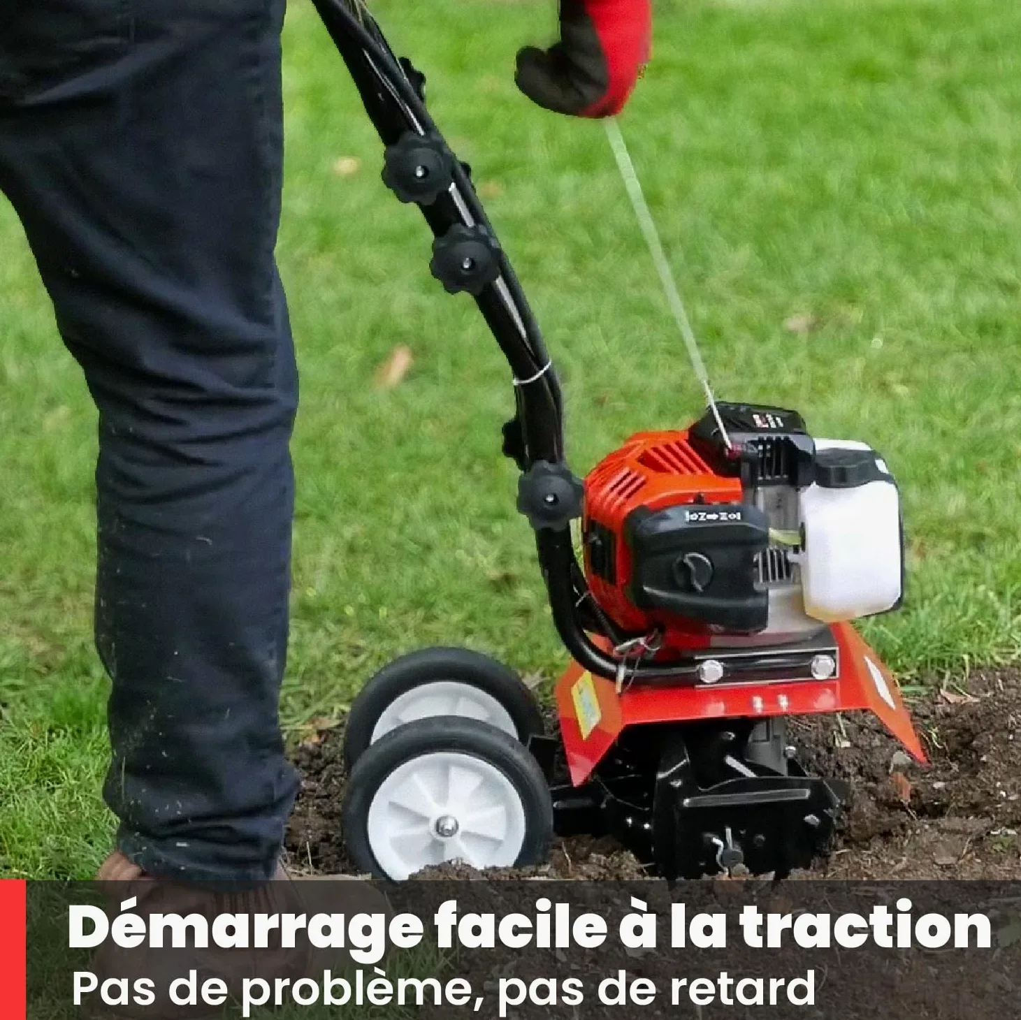 BU-KO 52CC Moteur de motoculteur à Essence de Jardin 3HP 2 Temps cultivateur de Sol à Gazon Rotovator Moteur léger Compact Puissant poignées sûres 1 Ans de Garantie
