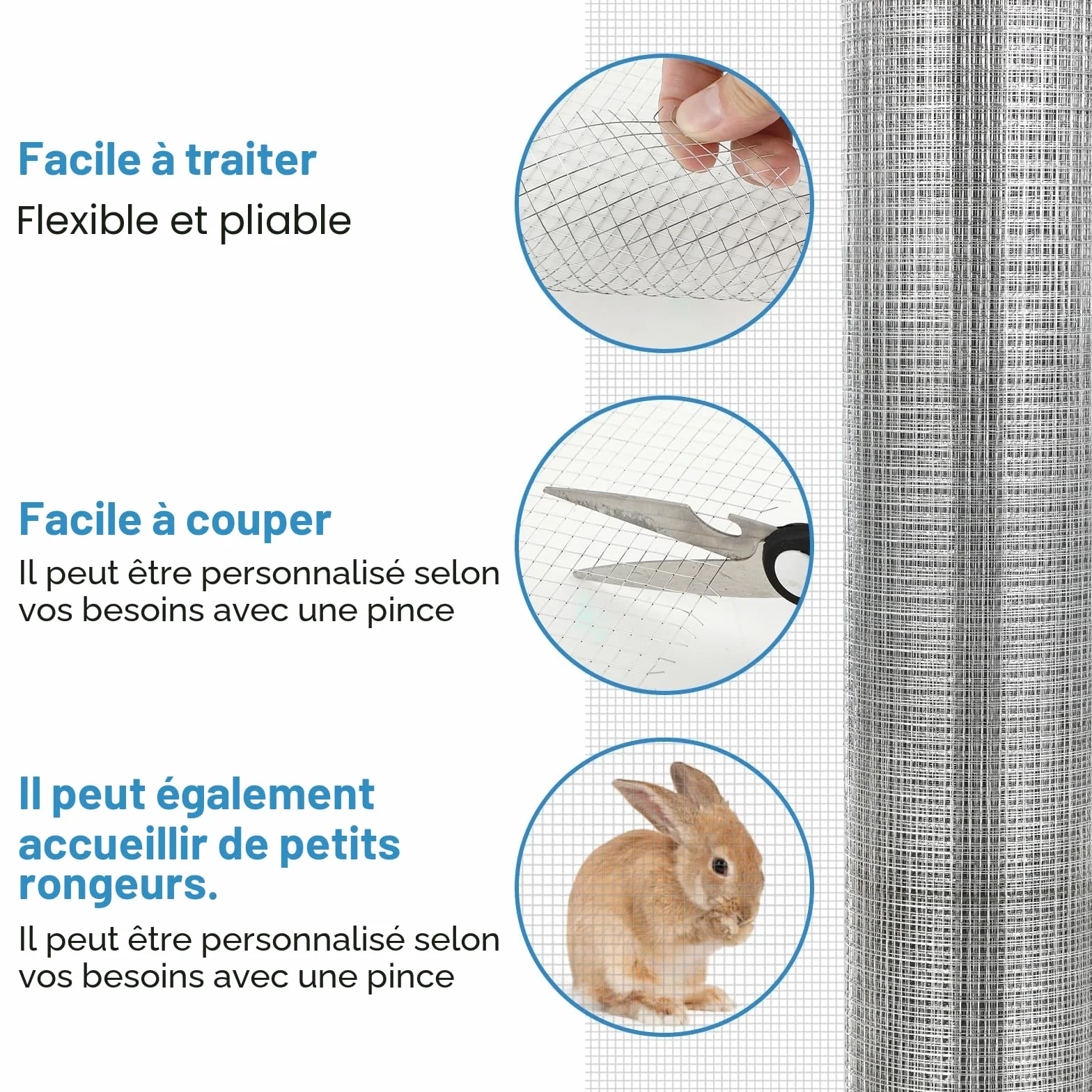Grillage anti-taupe 40 cm x 7 m, fil de fer galvanisé, treillis métallique à mailles fines de 6 mm x 6 mm, grillage pour plate-bande surélevée et petits animaux, grillage anti-souris, grillage pour