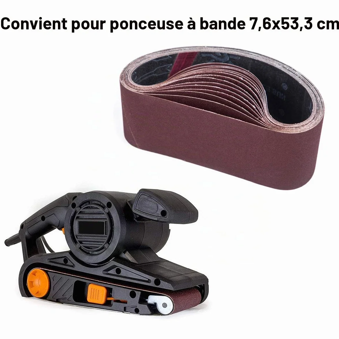 Bande Abrasive 75 x 533 mm 15 Pièces pour Ponceuses à Bande