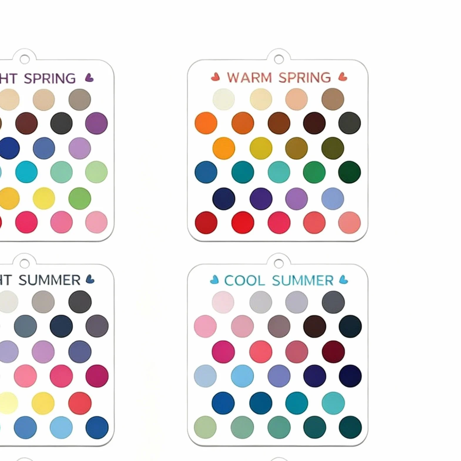 Cartes de palette de couleurs acrylique 12 pièces – Guide de garde-robe saisonnier portable, échantillons de style professionnels