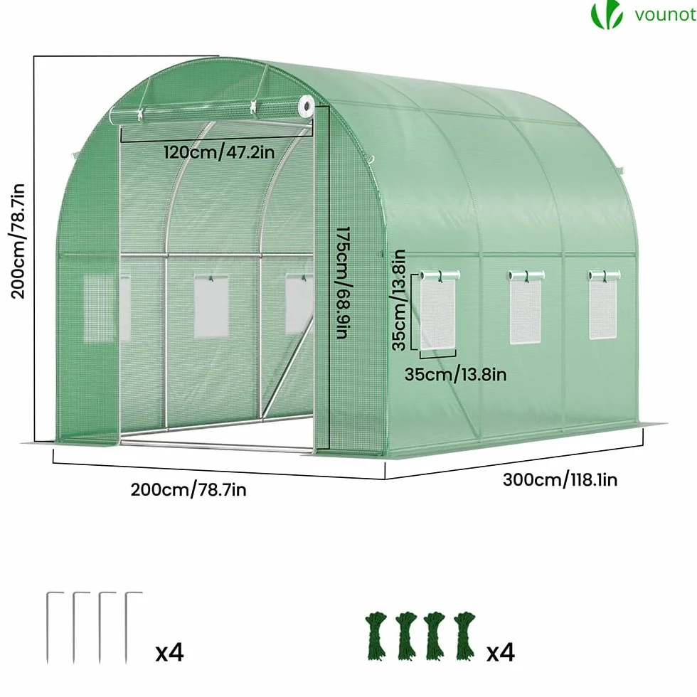 VOUNOT Serre de Jardin Tunne 6m2 Acier galvanisé Verte Maraichère