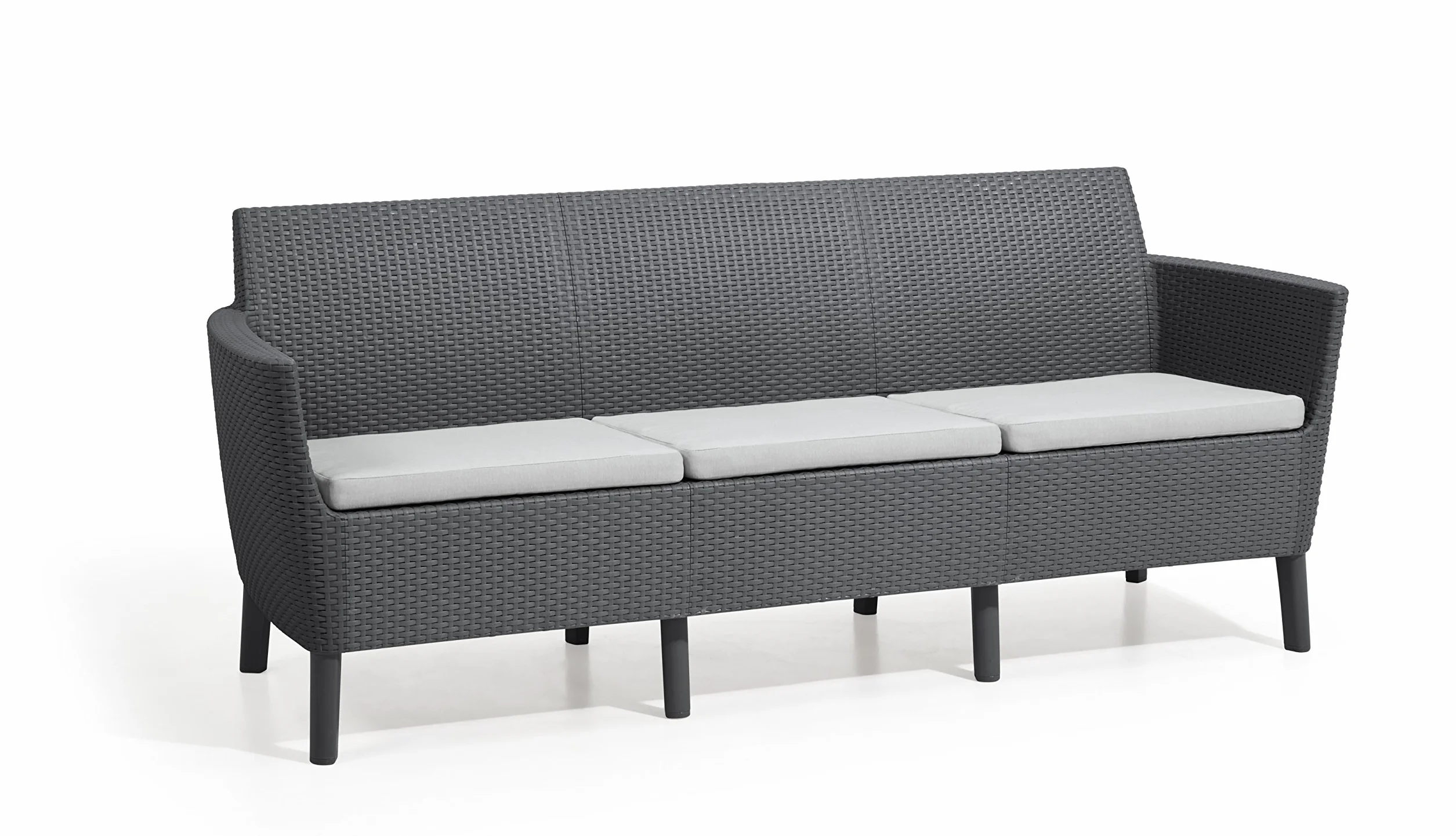 Keter Salemo Canapé d'extérieur 3 Places, Coussins Inclus Graphite