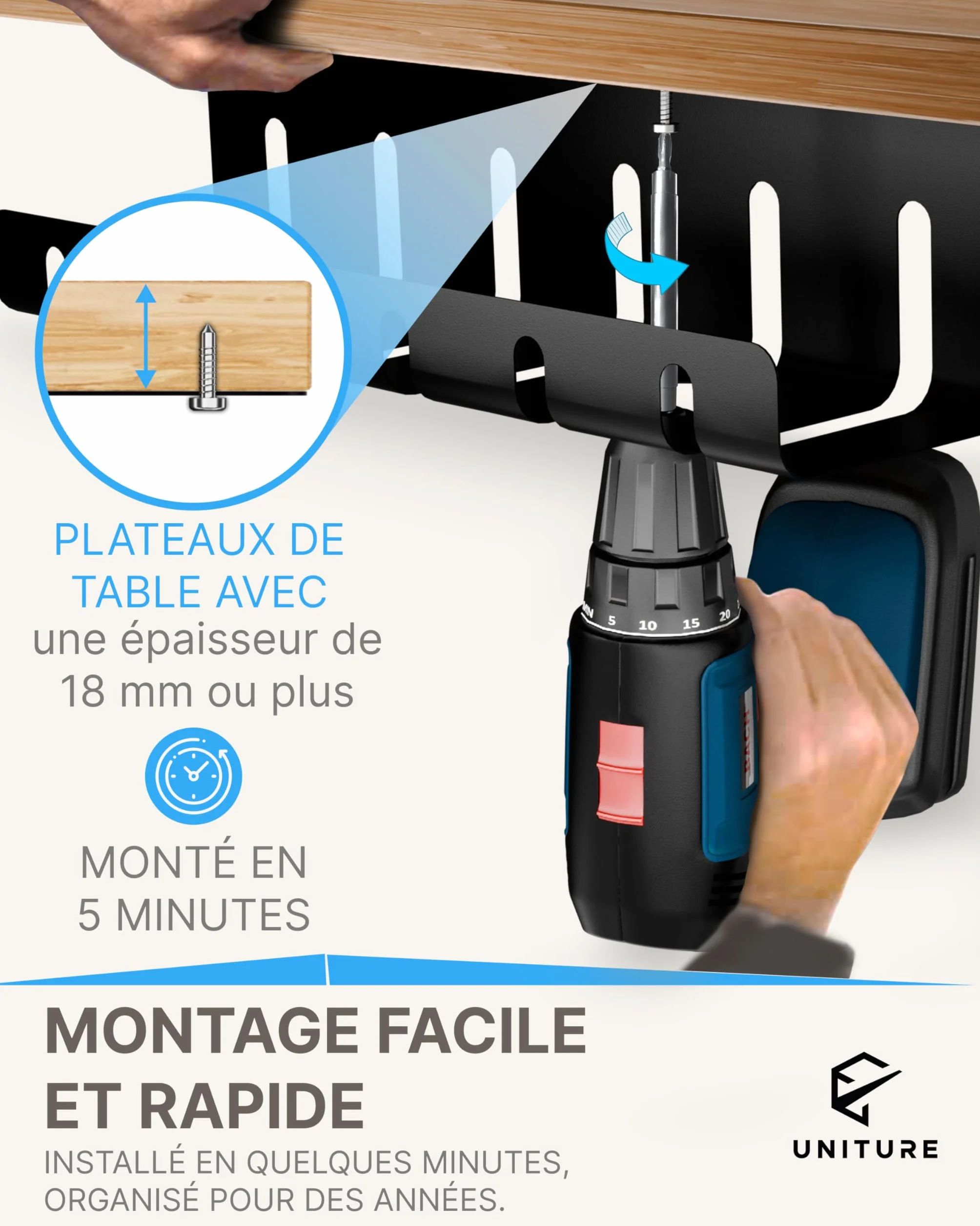 Lot de 2 Passe-câble Bureau Adhésif 40 cm Cache-Fil Goulotte Gestion des Câbles Noir