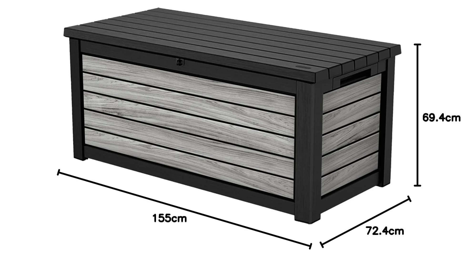 Keter Northwood Boîte de rangement/boîte à coussins 623 l | 100 % étanche avec ventilation donc pas d'odeur désagréable / moisissure, aspect bois moderne, couvercle pouvant supporter jusqu'à 250 kg