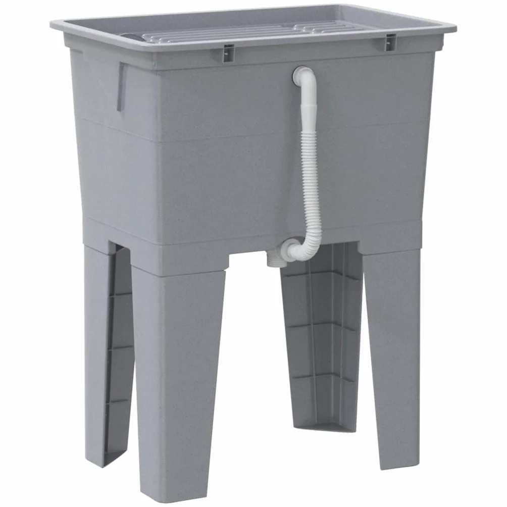 vidaXL Bac à Linge Gris 59x41x75 cm Résine, Évier Utilitaire Autoportant