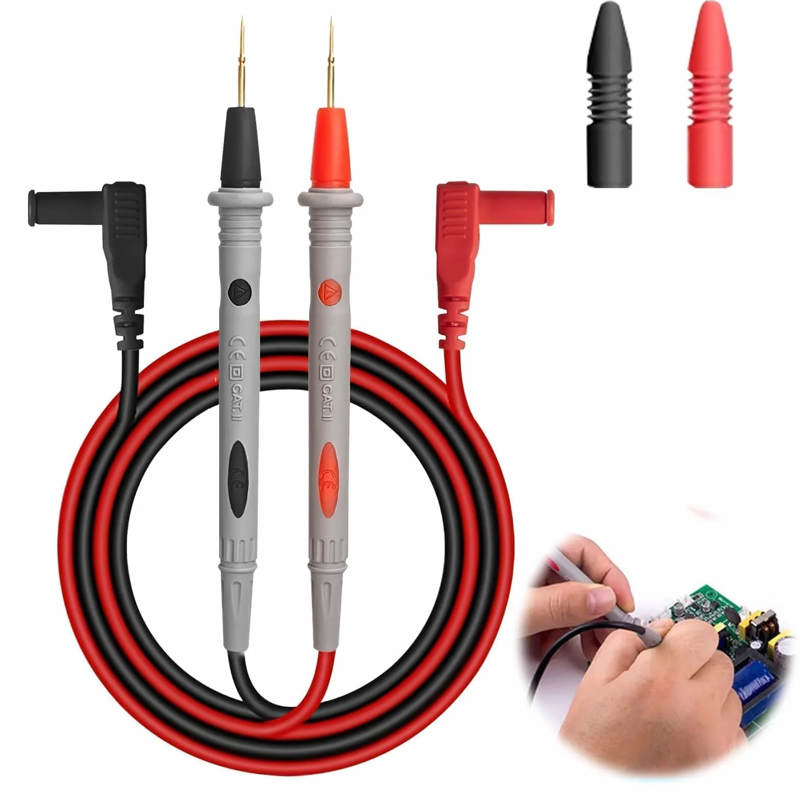 Cordon Multimètre Silicone 1000V 20A Câbles Test Universel pour Voltmètre Ohmmètre Amperemètre