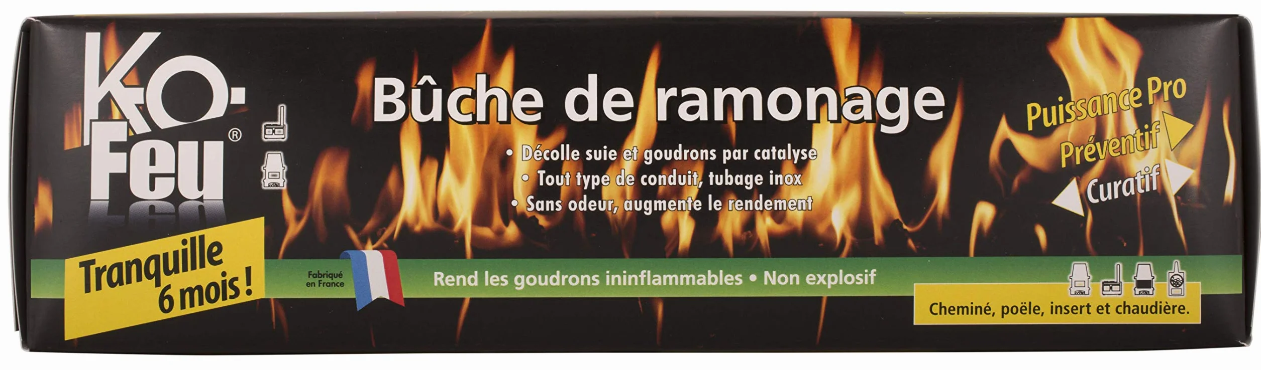 Bûche de Ramonage K-OFEU Inox Tous Conduits Cheminées Poêle Chaudières Fabriqué France