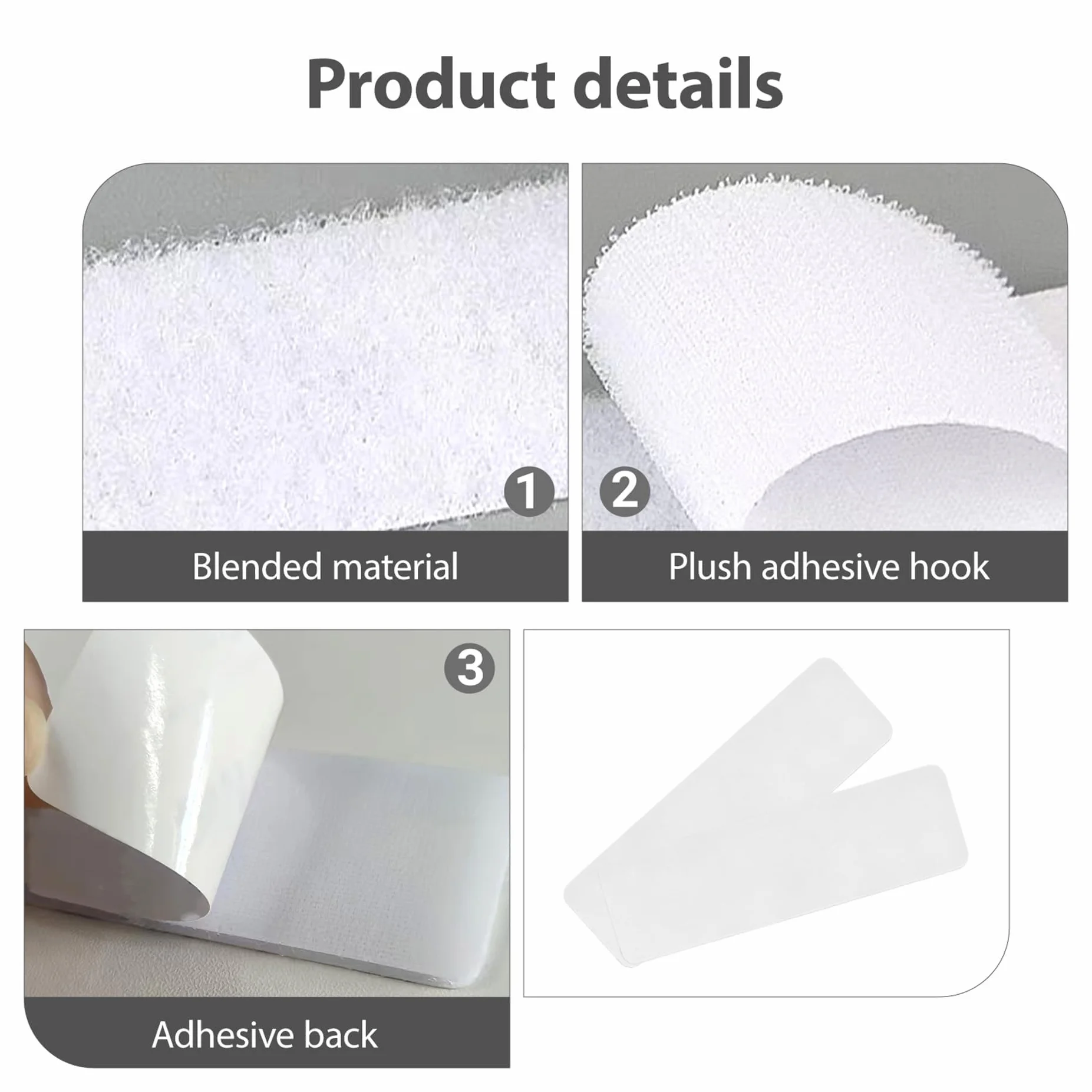 Scratch Autocollant Double Face Blanc Réutilisable Rectangle 3 x 10 cm Lot de 10 Pièces