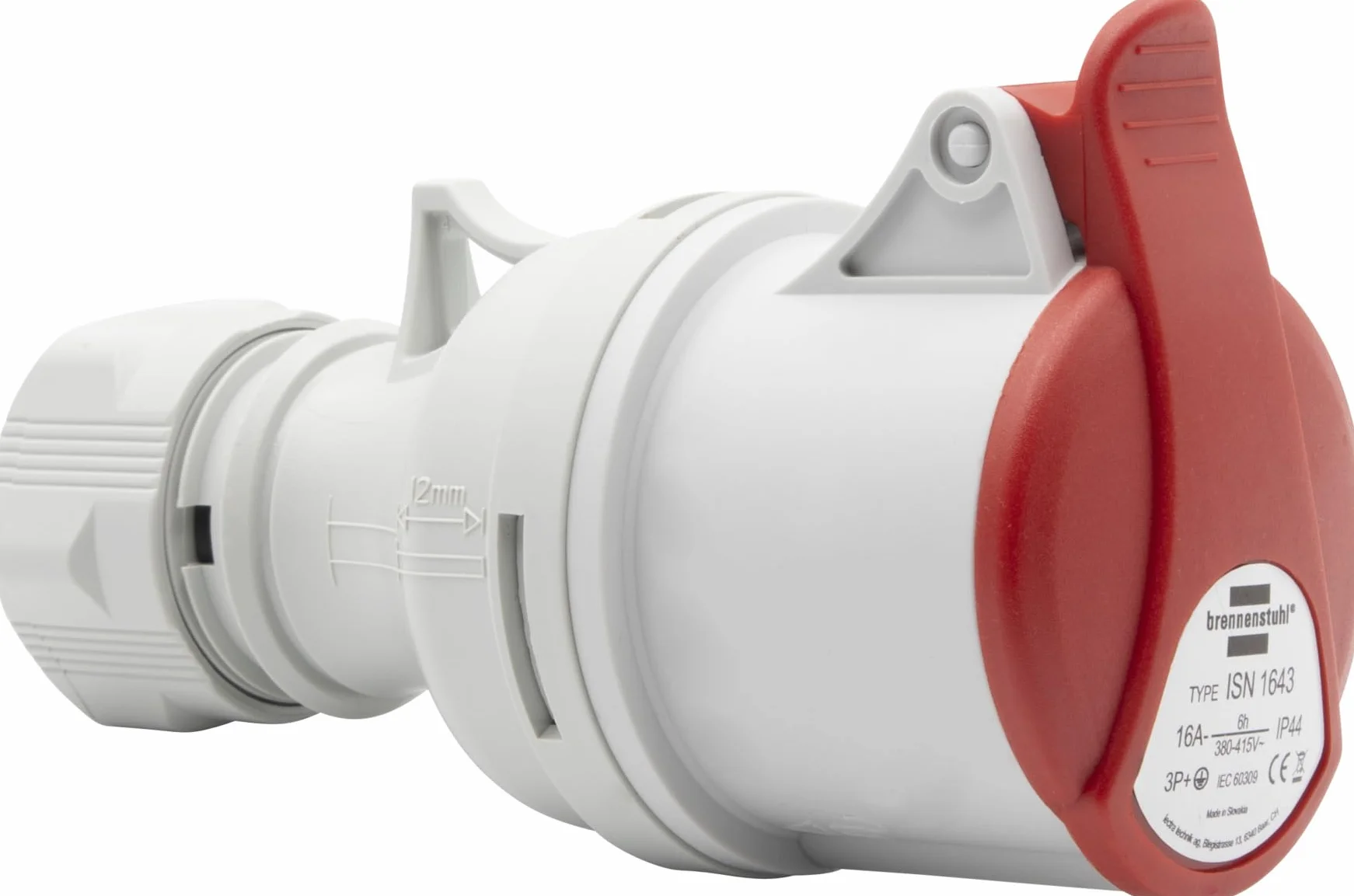 Brennenstuhl Prise CEE 4 pôles 400 V 16 A IP44 Industrielle avec couvercle