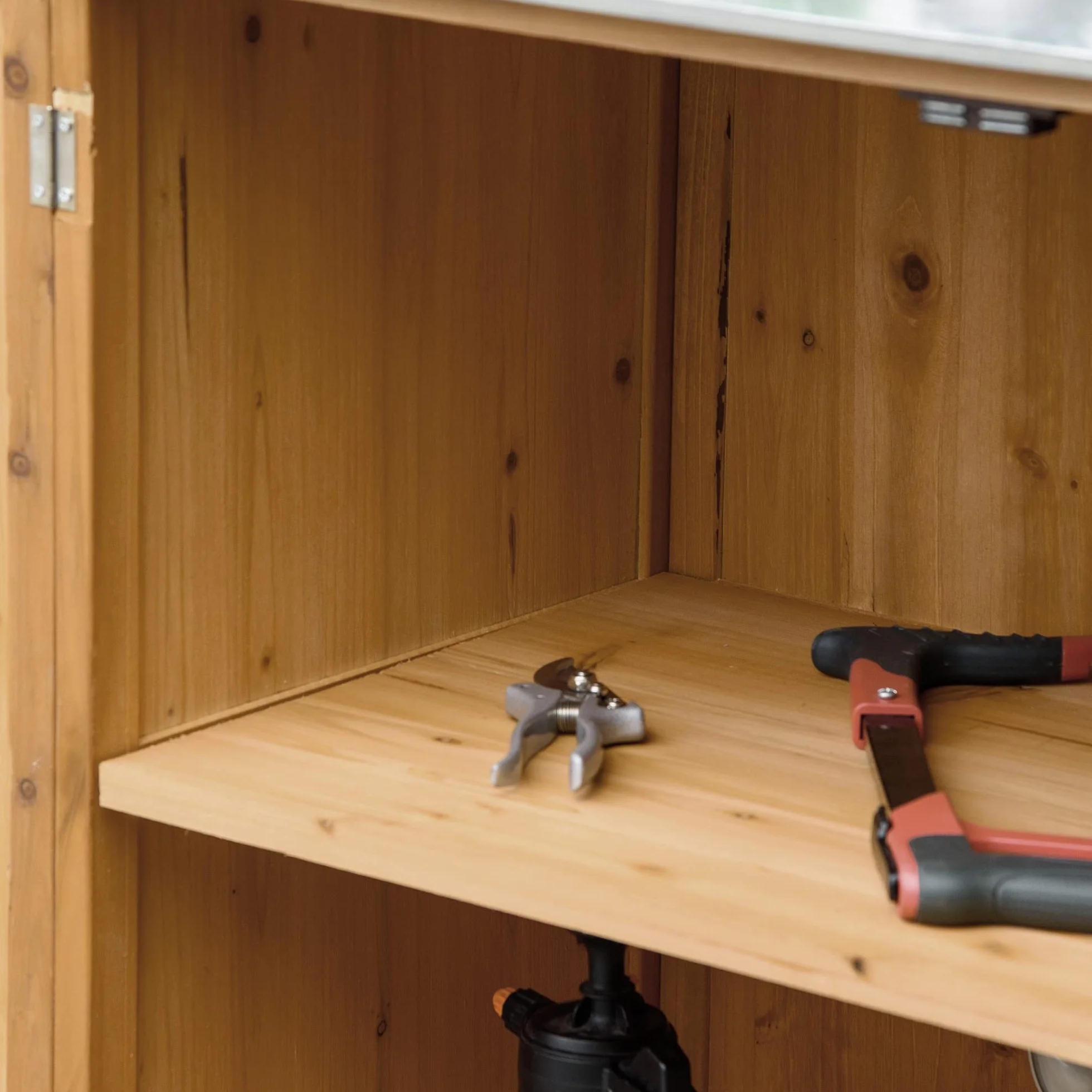 Outsunny Armoire de Jardin sur Pied Table de rempotage 2 en 1 Acier galvanisé Bois de cèdre