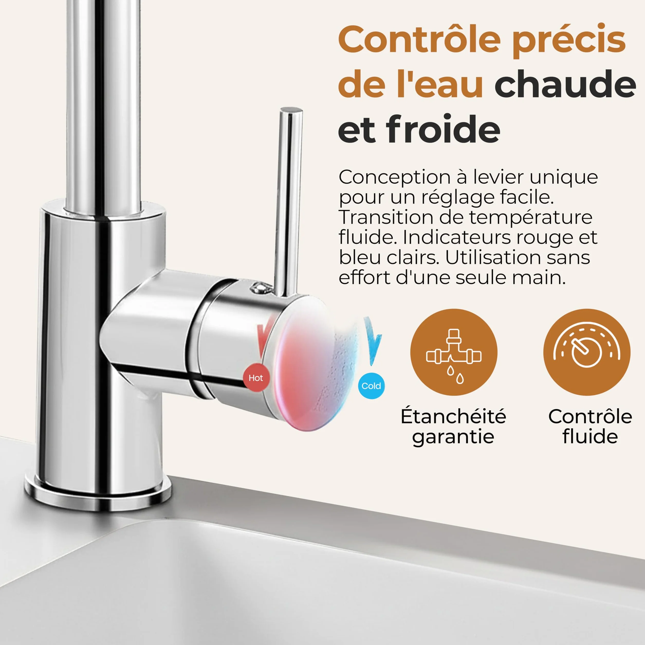 MELTA Mitigeur Évier Arc Élevé Acier Inoxydable Robinet Cuisine Pivotant 360° Levier Unique Chrome Poli