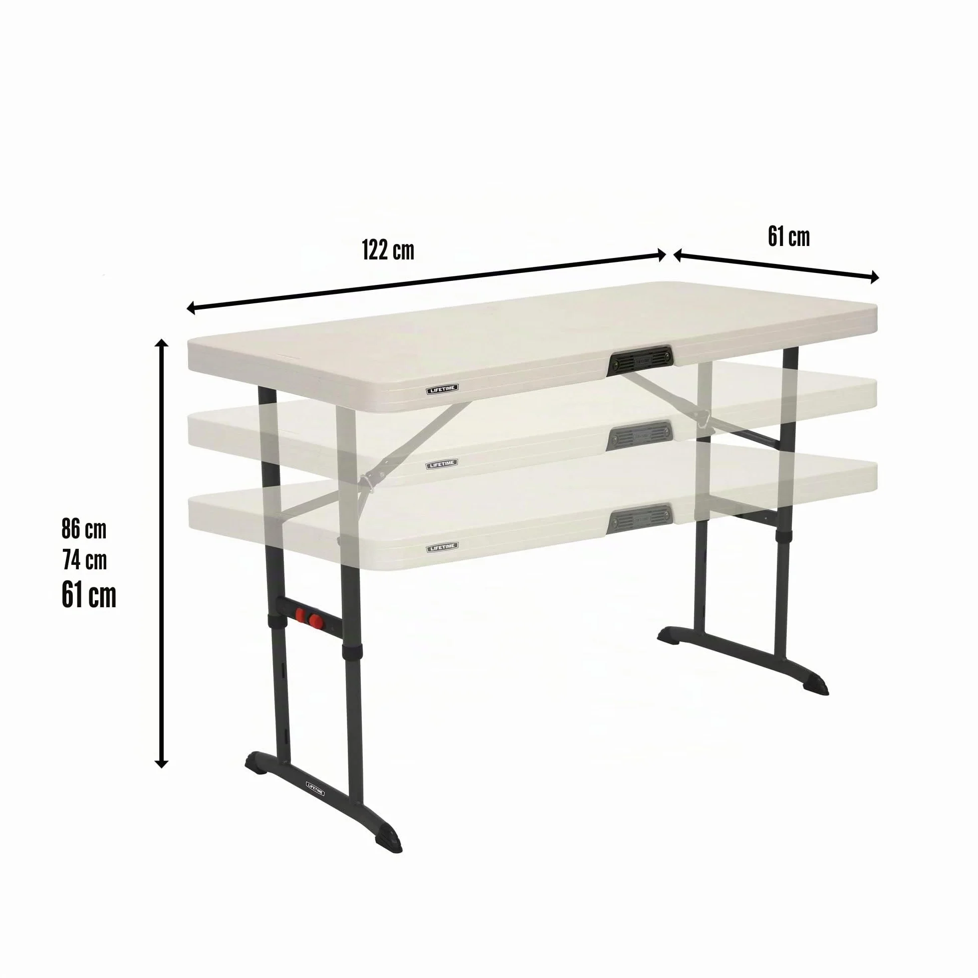 LIFETIME Table Pliante Réglable Beige 121,9 x 60,9 x 91,4 cm