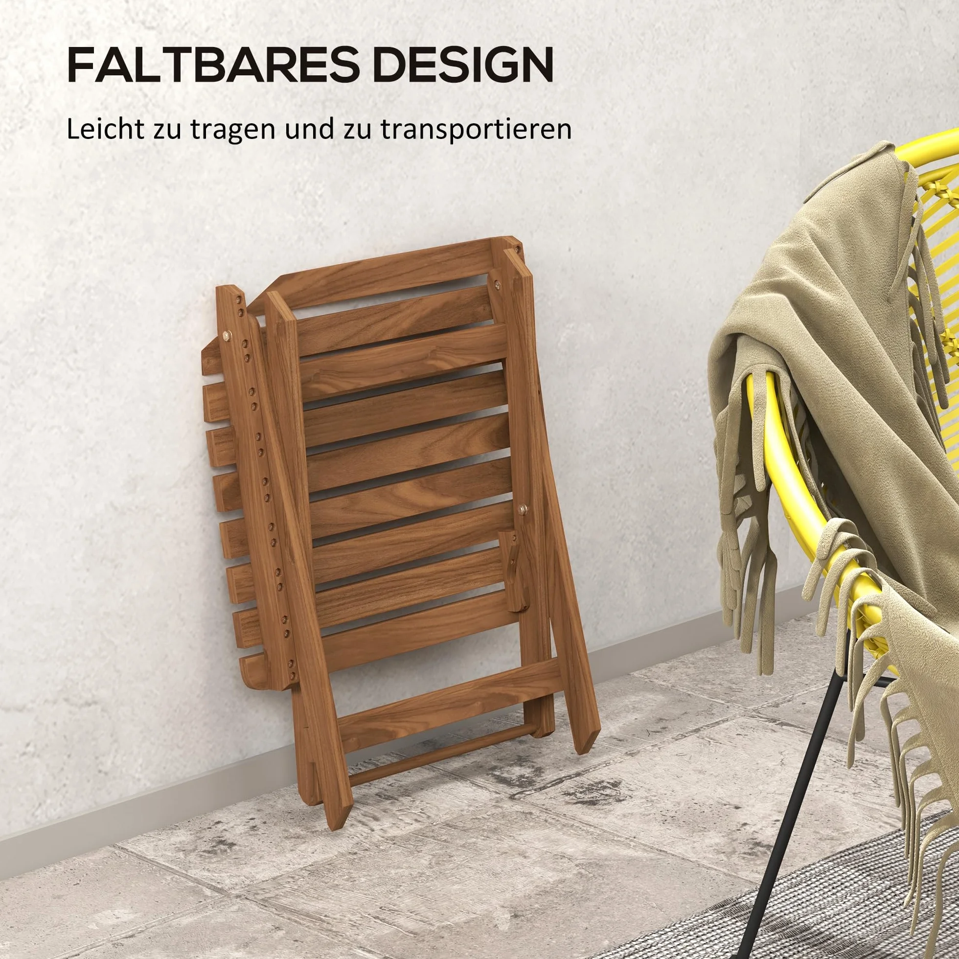 Outsunny Lot de 2 tables d'appoint d'extérieur pliables en bois pour jardin, balcon, teck, 45 x 45 x 45 cm