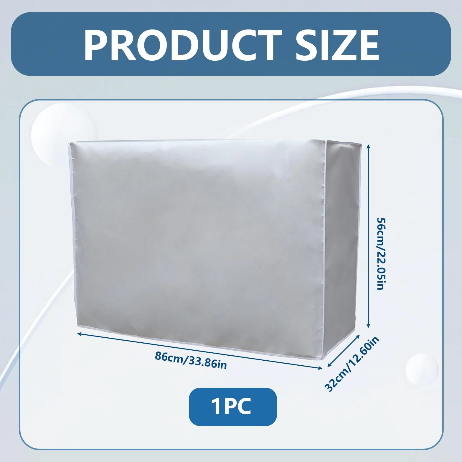 Cache Climatiseur Exterieur Imperméable L | Housse Climatiseur Extérieur Protection Étanche Anti-Poussière, Anti-Neige, Résistante aux UV et à la Pluie | Tissu Oxford Argenté, 86x28x54cm