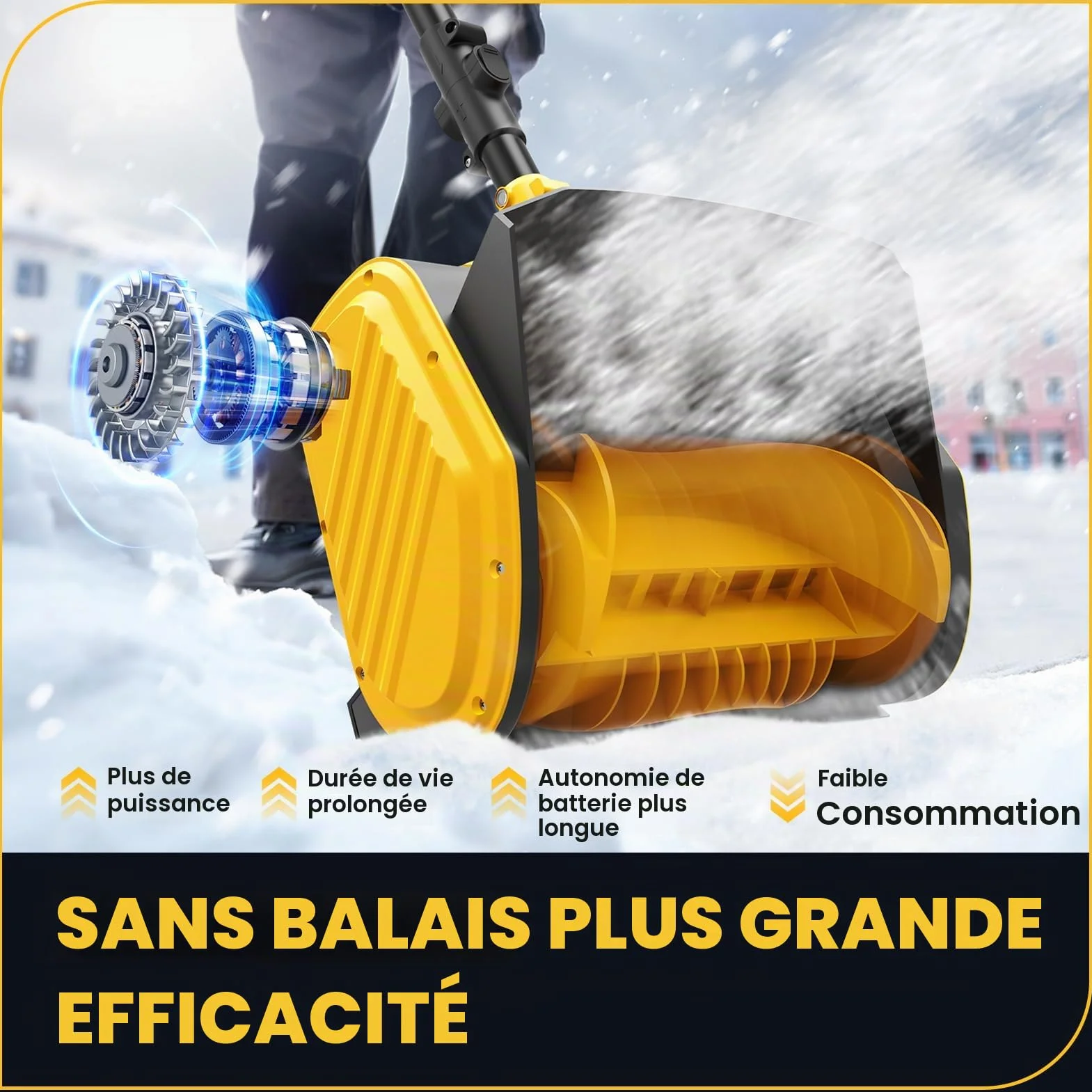 Souffleuse À Neige sans Fil 20V 28 cm 2400 TR/Min 3000 mAh