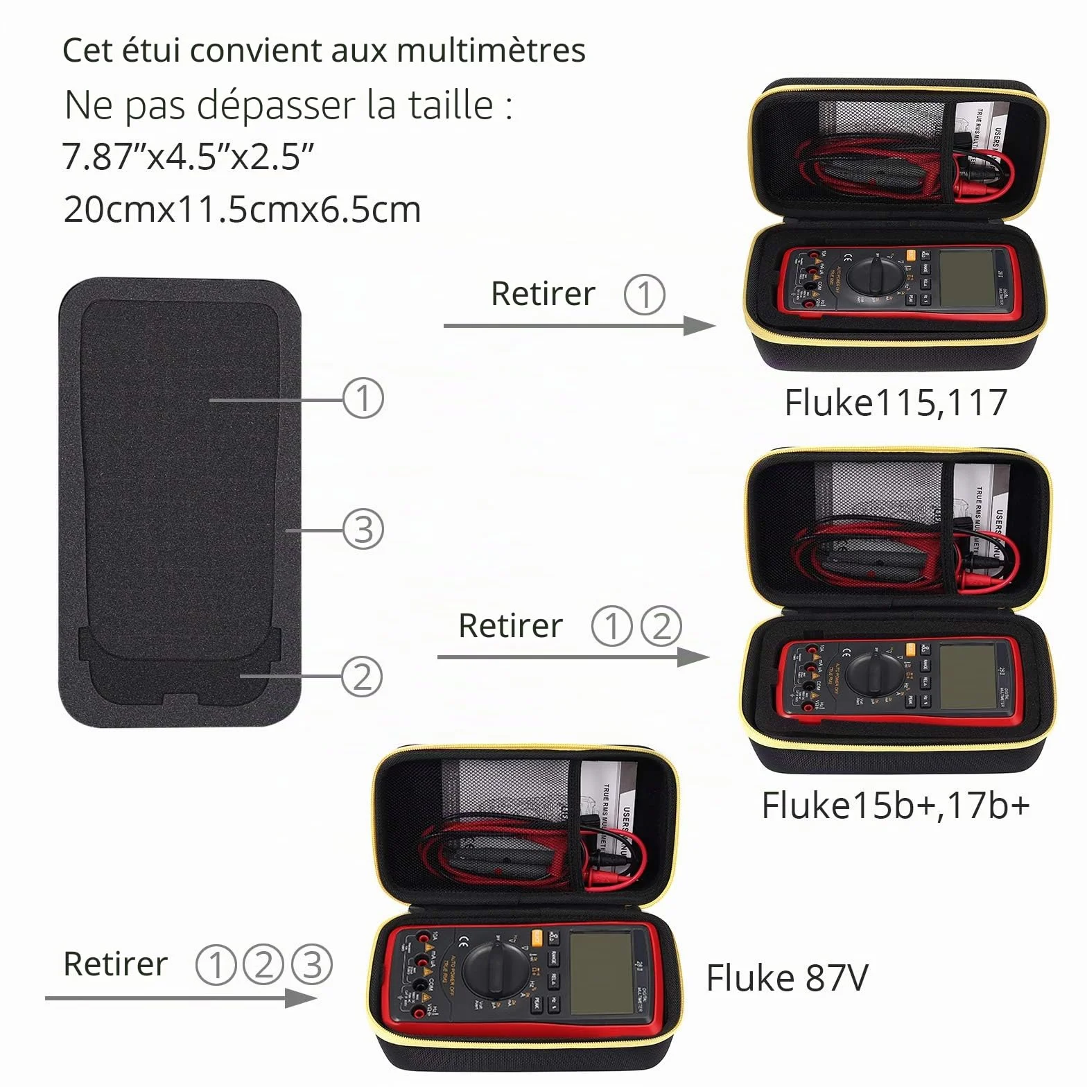 Proster Étui Multimètre Rigide Sac EVA Imperméable Nylon Mousse Ajustable Protection Anti-Choc