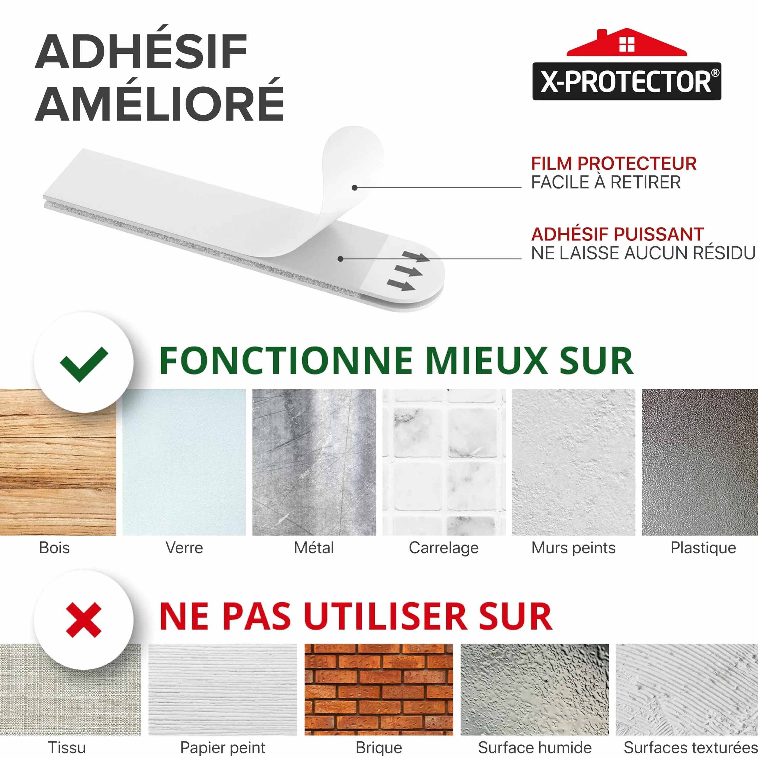 X-Protector Languettes Accroche Tableau 28 paires Sans Percage Adhésif jusqu'à 9 kg Taille M+L