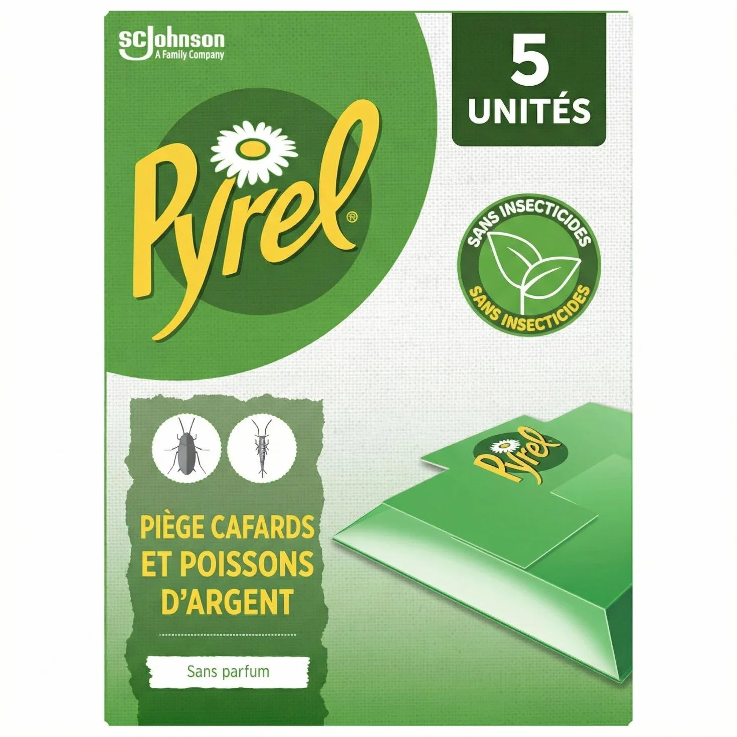 PYREL PIÈGE CAFARDS ET POISSONS D'ARGENT SANS INSECTICIDES 5 Pièges