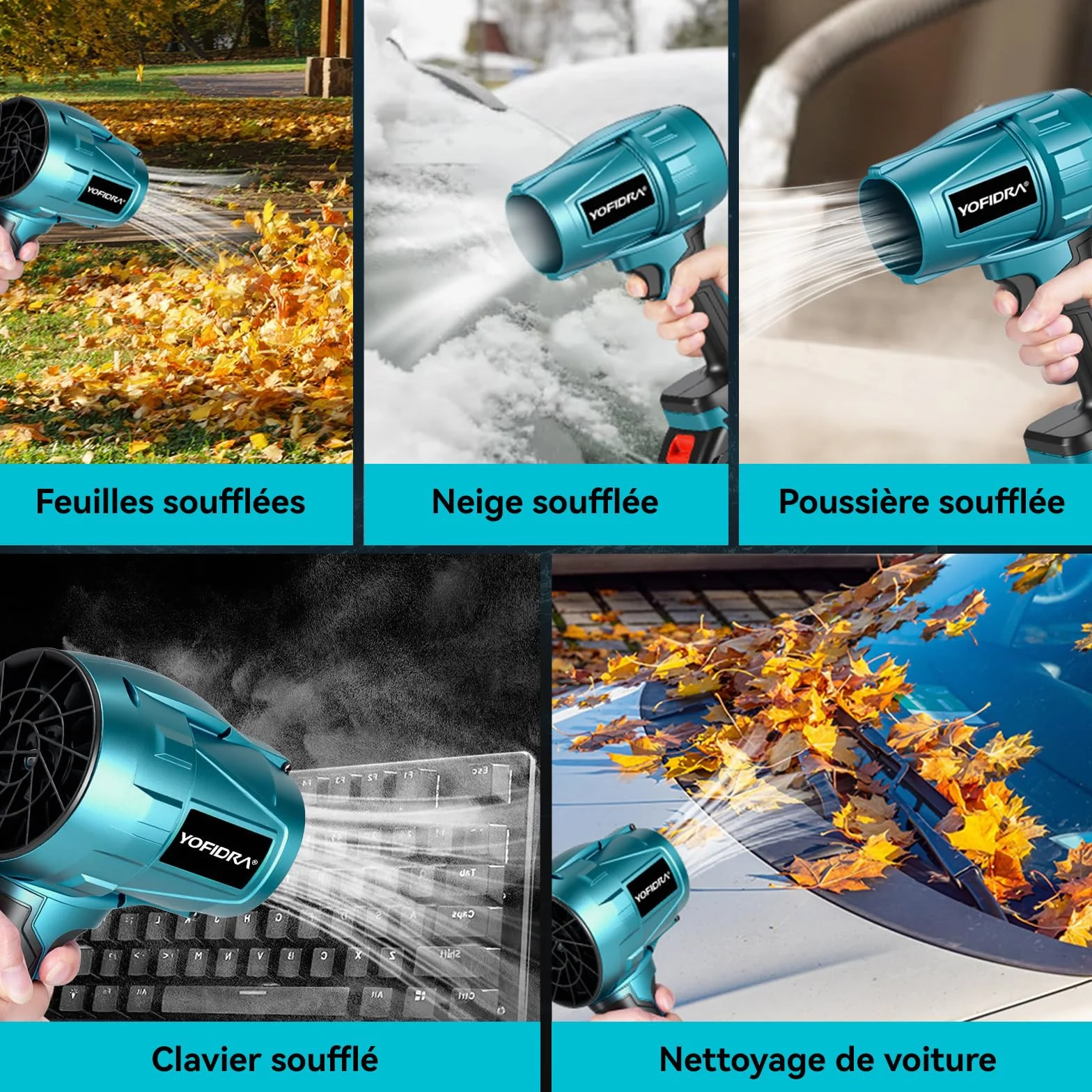 Souffleur de Feuilles sans Fil 576 km/h 28000 TR/Min 2 Batteries 3,0 Ah