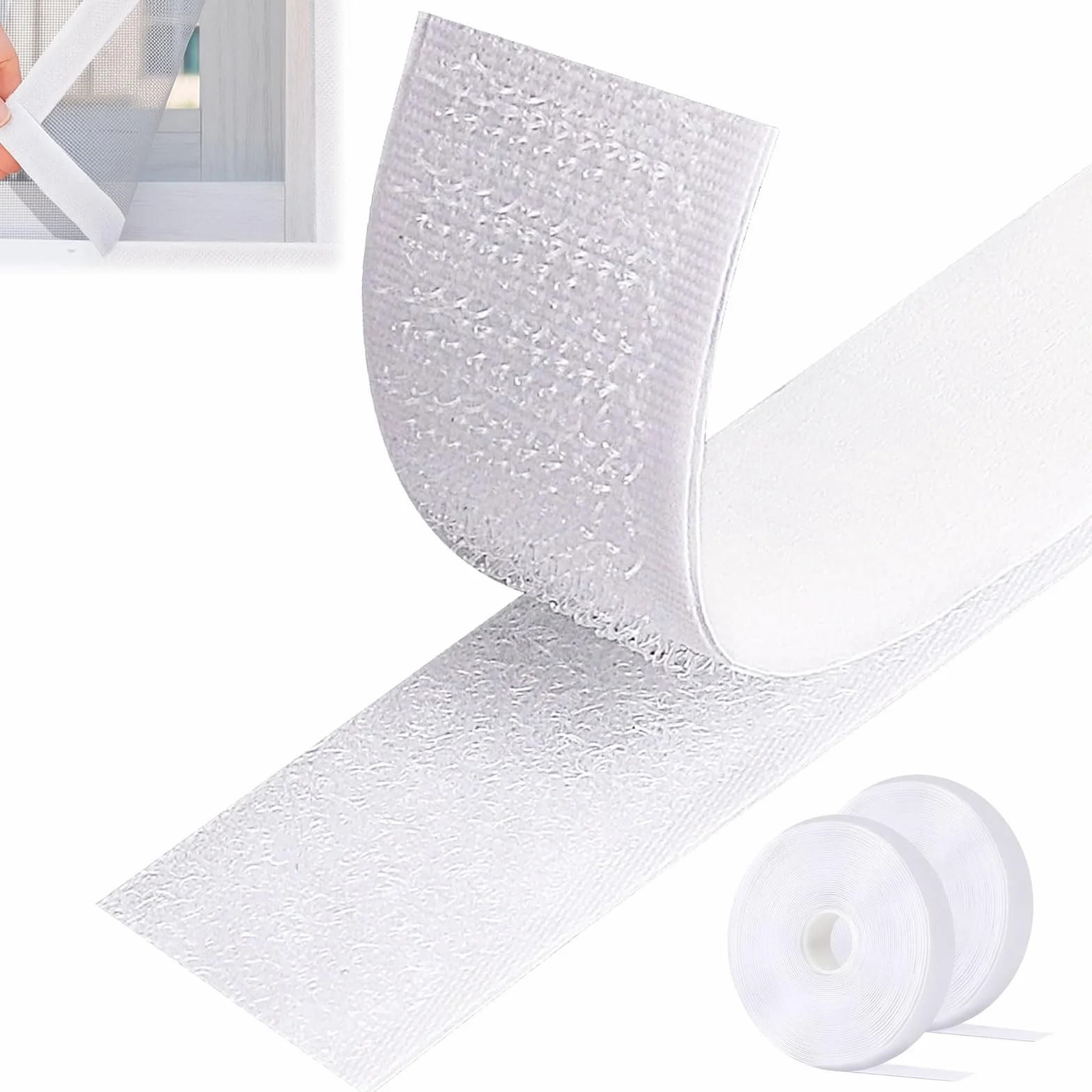 Rubans Adhésifs Extra Fort Bande Autocollant Hook Loop 30mm x 5m Blanc