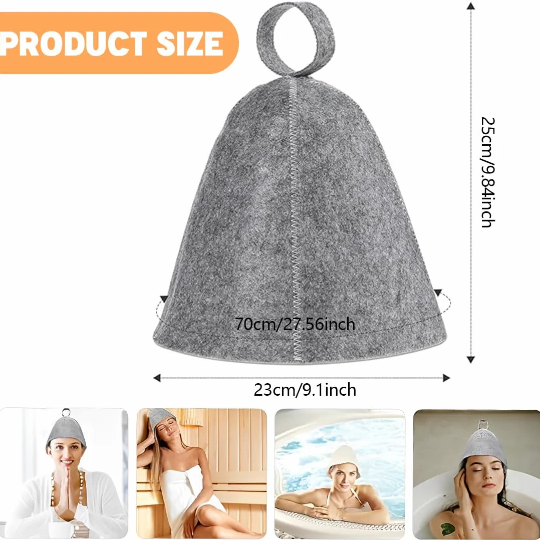 Bonnet De Sauna En Feutre 2 Pièces Pour Hommes Et Femmes Accessoires De Sauna Protection De Tête Respirante