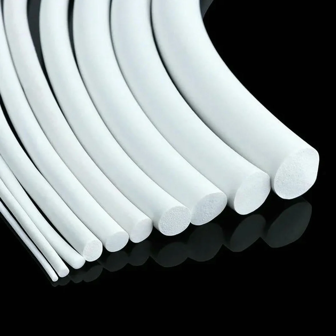 Bande d'étanchéité en caoutchouc silicone blanc ronde diamètre 1-25 mm mousse 14 mm 1 m