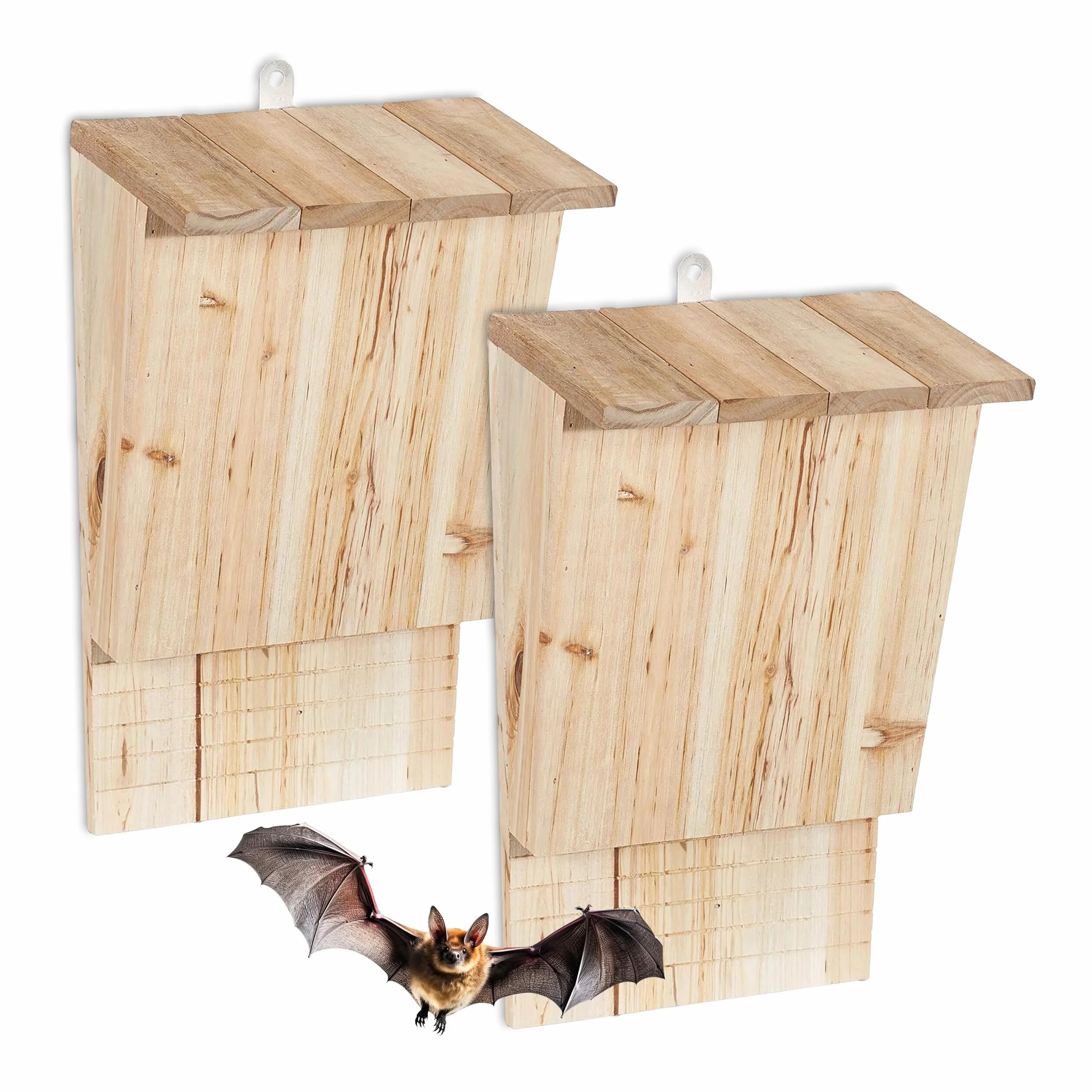 Relaxdays nichoirs à Chauves-Souris 2 pcs, résistant aux intempéries, H34 x L22,5 x P13 cm, Bois de Sapin