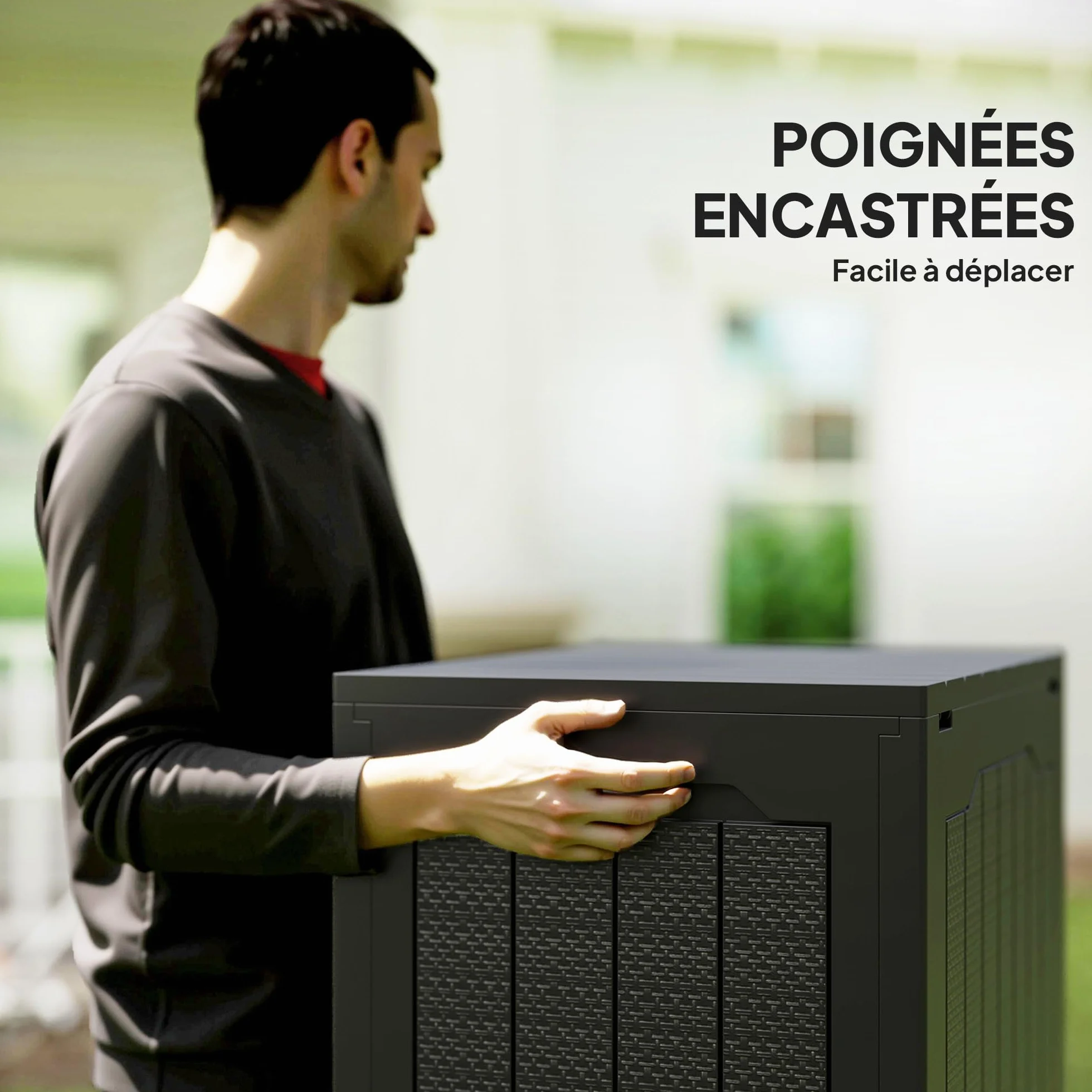 Outsunny Coffre de rangement extérieur 93L étanche 56 x 41 x 50 cm noir