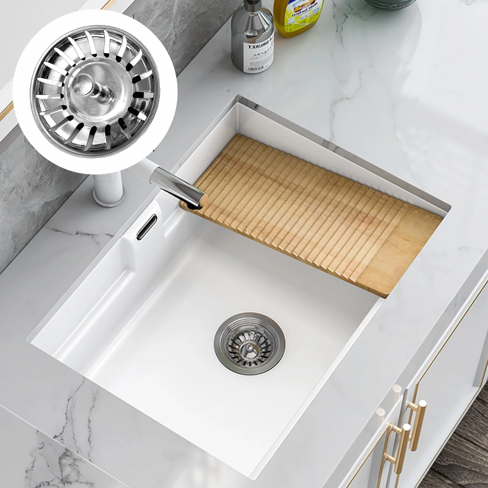 Panier Bonde d'Évier Compatible IKEA ATLANT DOMSJÖ 80 mm Filtre