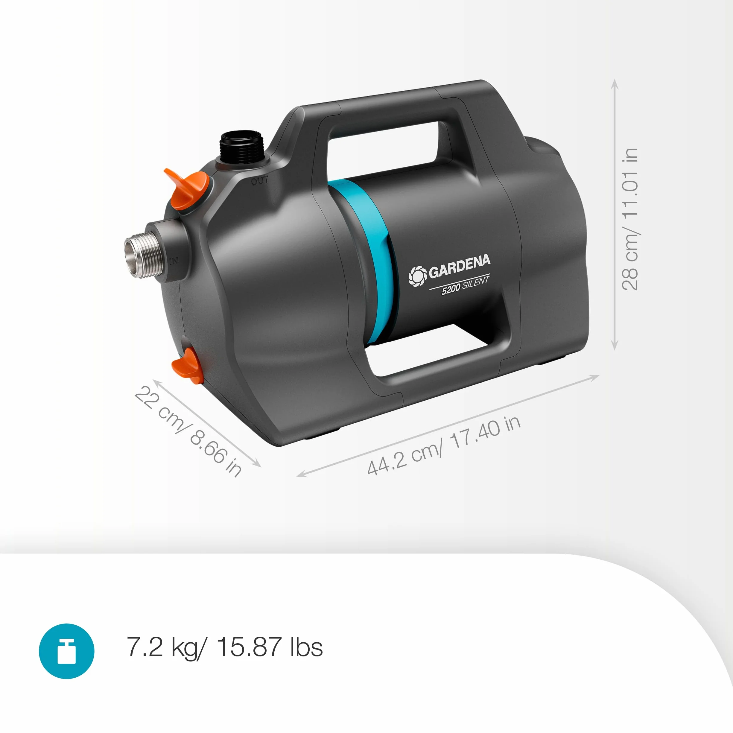 GARDENA Pompe de jardin 5200 Silent débit 26% consommation énergie silencieux
