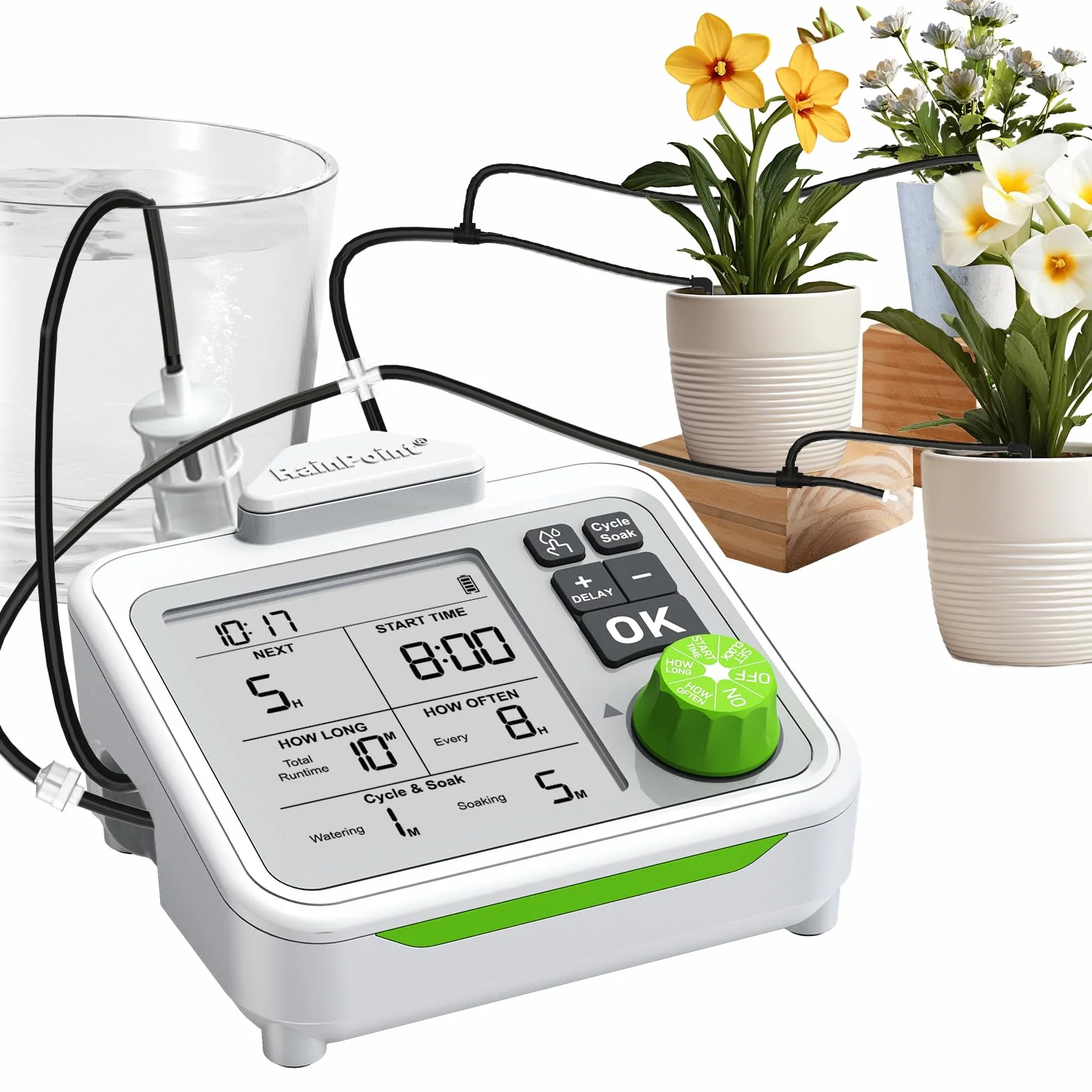 RAINPOINT Système d'irrigation automatique goutte à goutte rechargeable pour 20 plantes d'intérieur