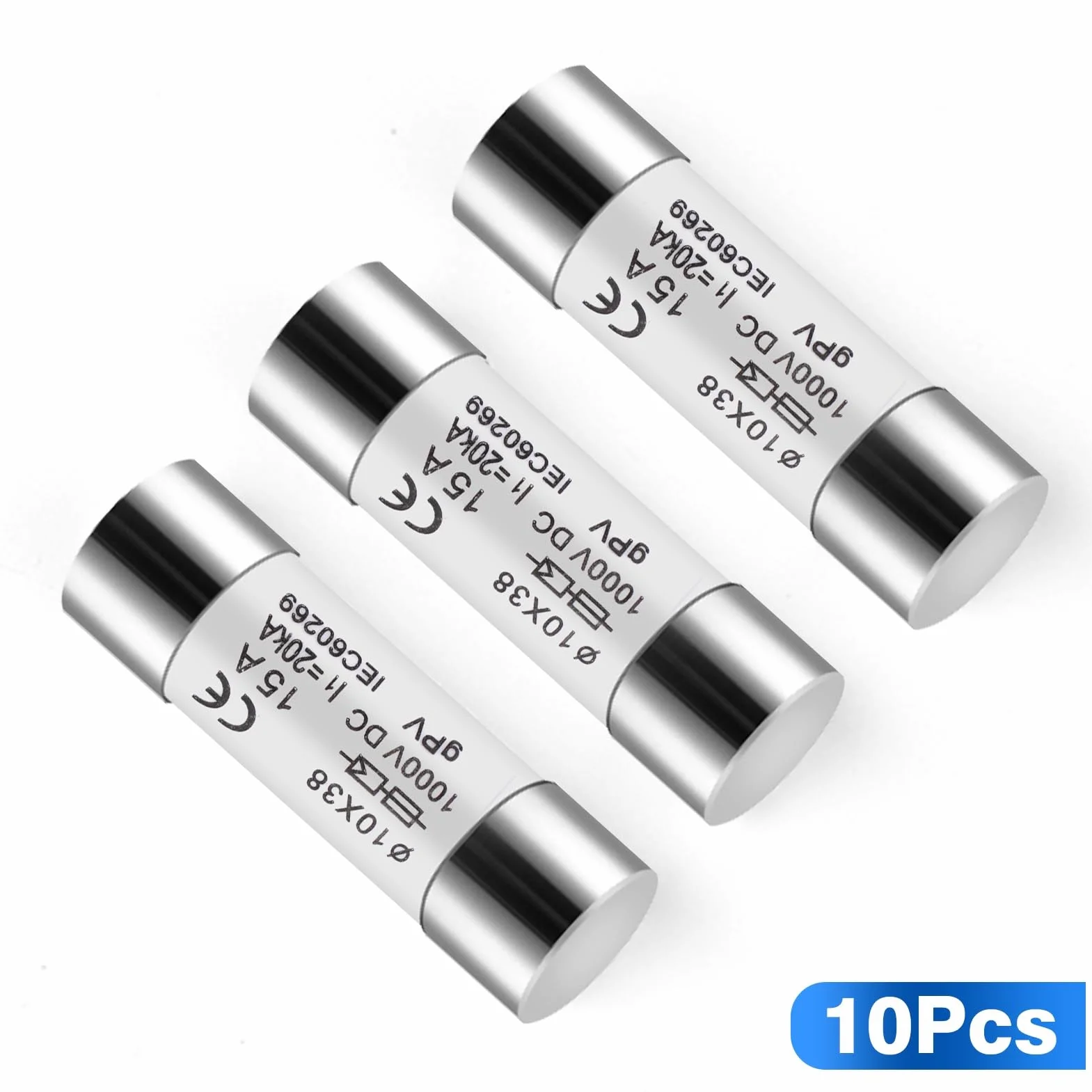 DEWIN Fusibles Photovoltaïques 15A 10X38mm DC 1000V 10pcs