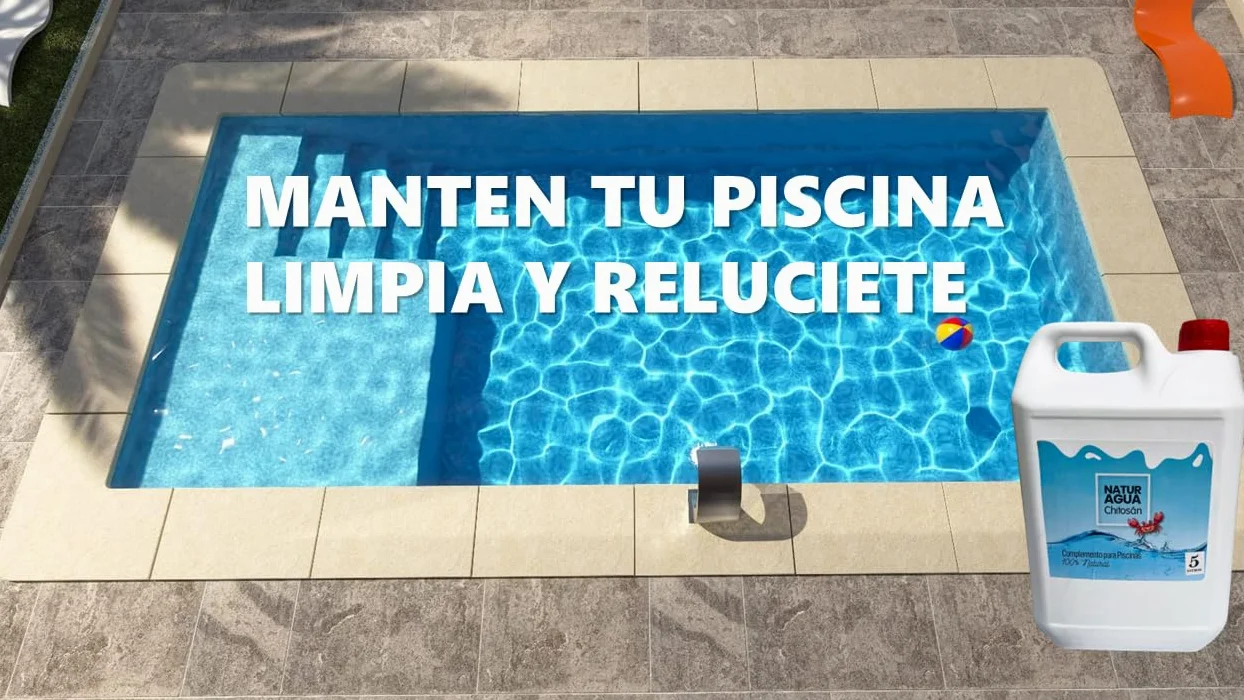 Floculant naturel piscine 5 l avec chitosan, clarifiant biodégradable, élimine la turbidité et les déchets organiques, eau cristalline sans produits chimiques, améliore la filtration