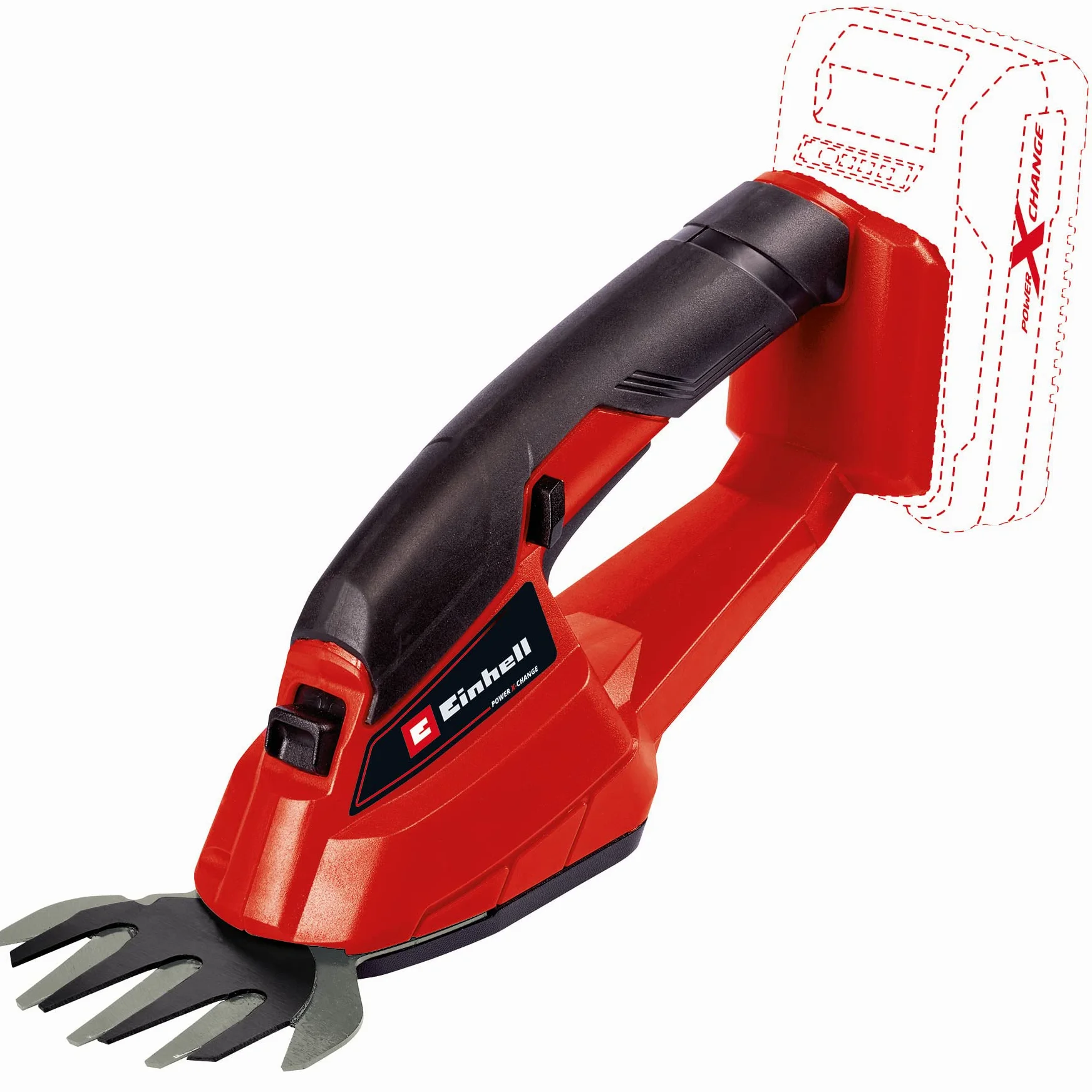 Einhell GC-AGS 18 Li Solo Cisaille à gazon sans fil (lithium-ion, 18 V, Power X-change, poignée souple, batterie et chargeur non inclus)