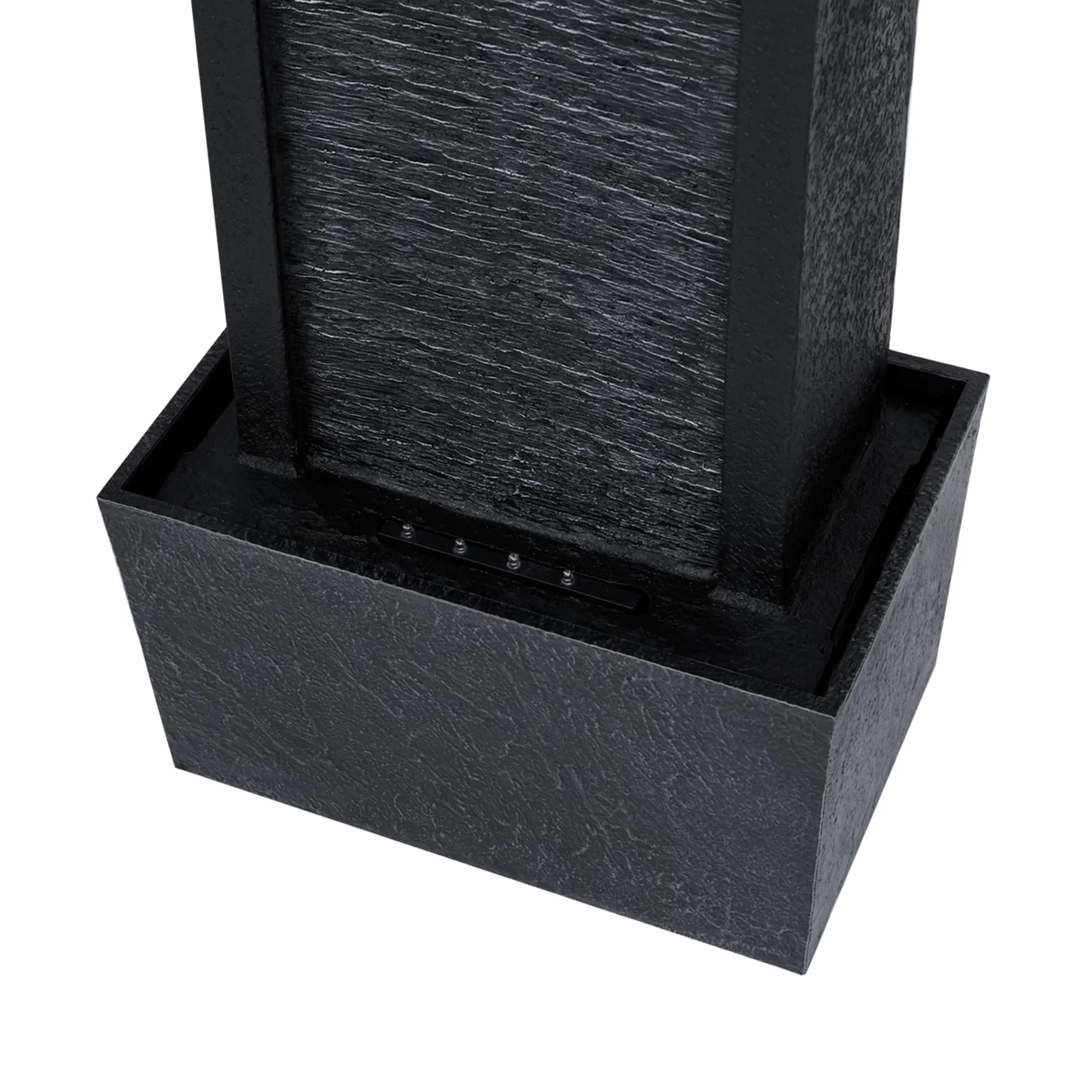Fontaine extérieure Solaire Athena Teamson Home, Cascade Moderne avec éclairage LED, décoration Jardin, Noire