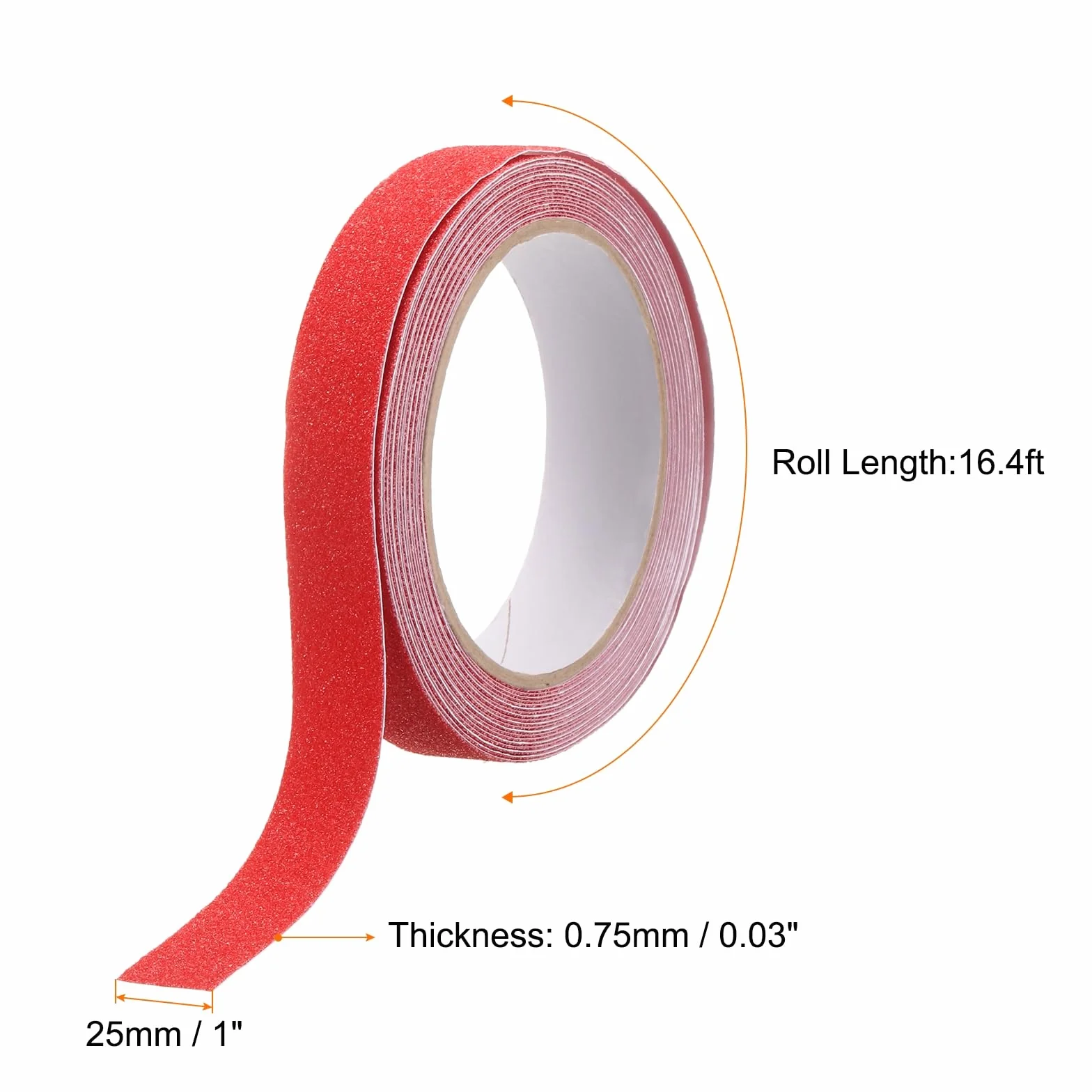 sourcing map Ruban de traction antidérapant 2,5 cm x 5 m Imperméable Haute friction Résistant aux intempéries Rouge