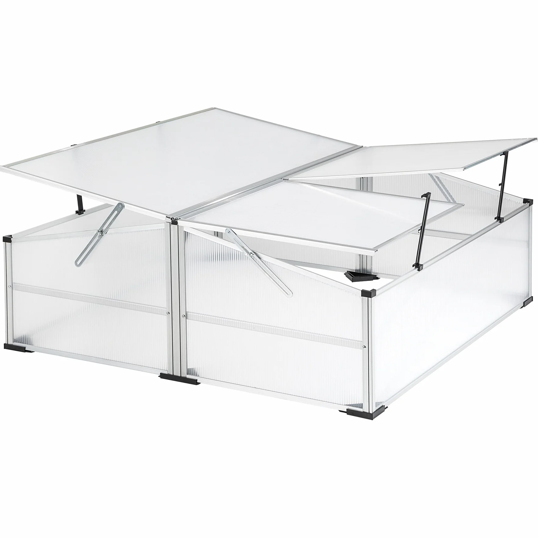 tectake® Mini Serre de Jardin 102 x 102 x 41/31 cm, Châssis Aluminium, Plaques Alvéolaires, Potager Exterieur, Hivernage et Semis