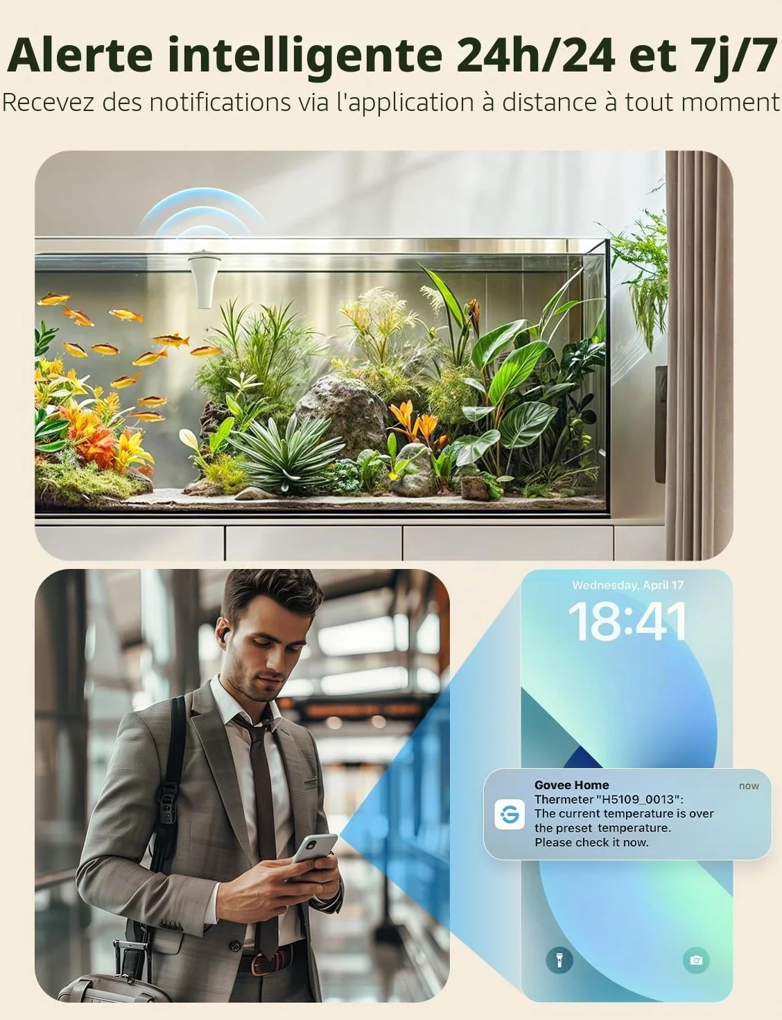 GoveeLife Thermomètre de piscine WiFi IPX7 Numérique Alerte App Exportation données