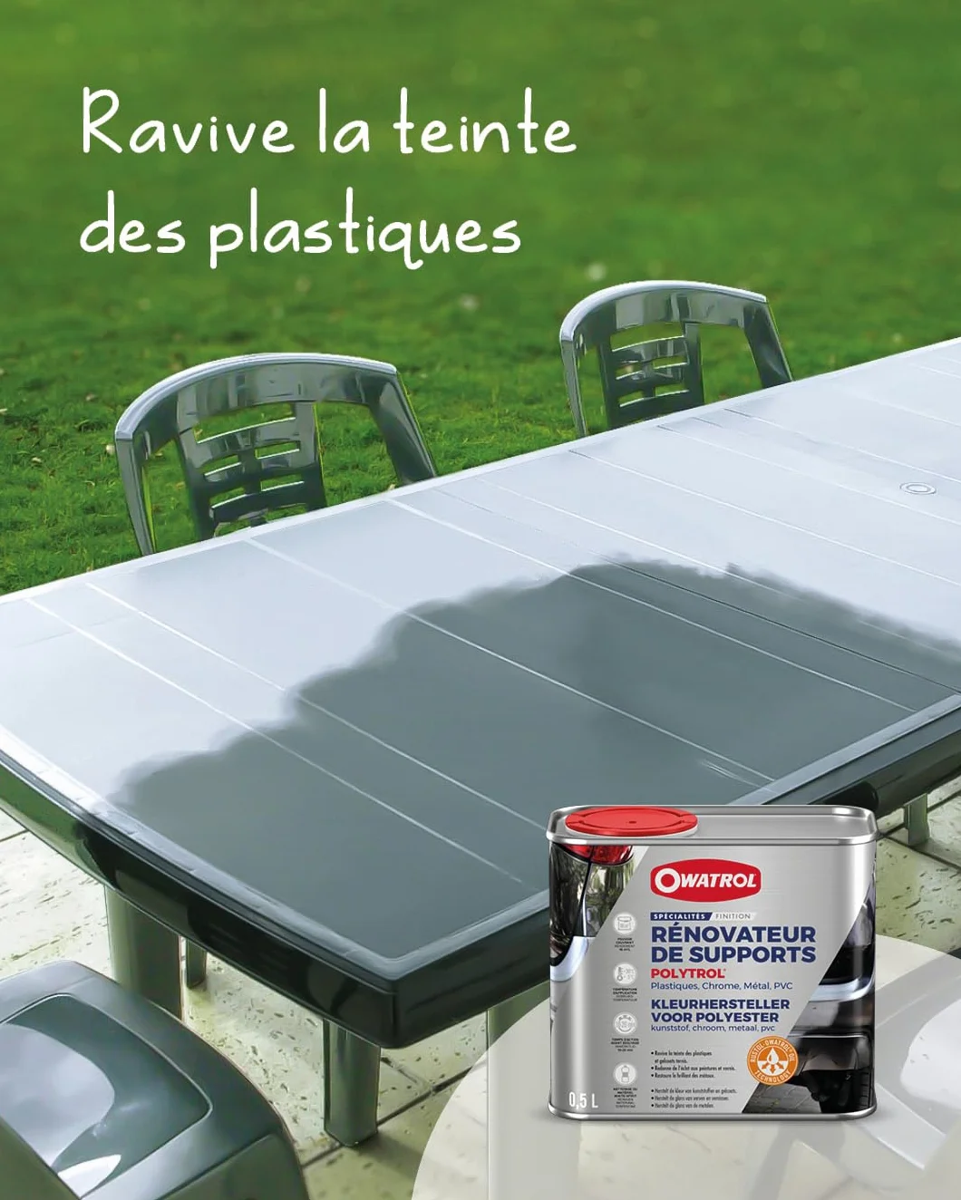 OWATROL-POLYTROL® Rénovateur Plastiques Chrome Métal PVC 0.5 L